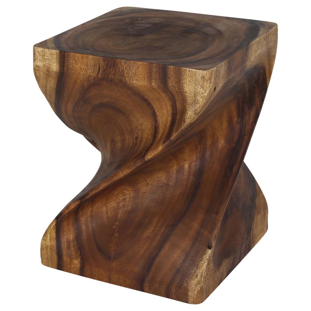 Haussmann® 16x16x20 Inch Walnut Wood Big Twist Coffee Table with Oil Finish - Perfect for Living Room, Lounge, and Modern Home Decor
