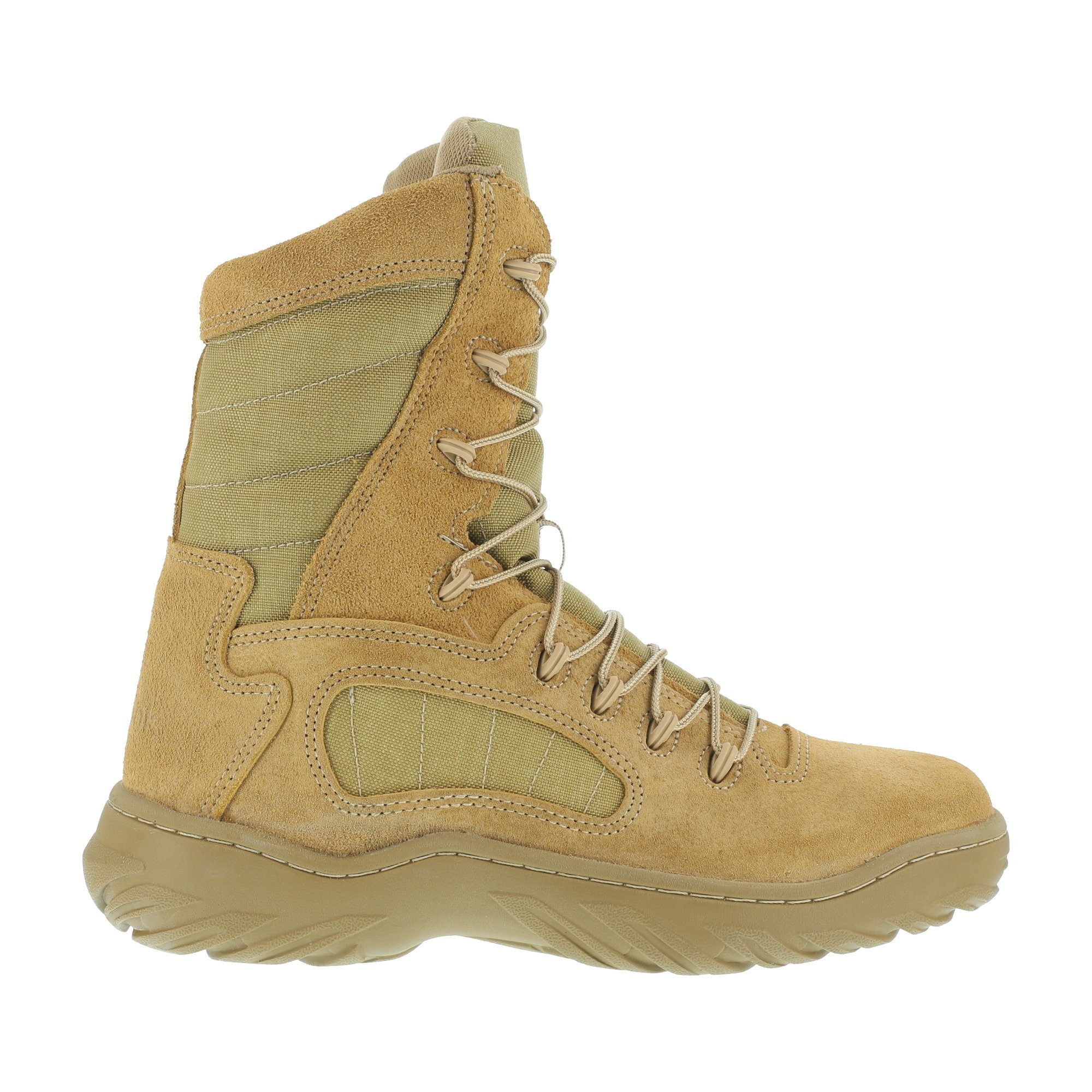 Reebok Women's Black Leather Tactical Boots with 8-Inch Height & Side Zip - Comfortable Military Style Boots for Work, Hiking & Outdoor Adventures