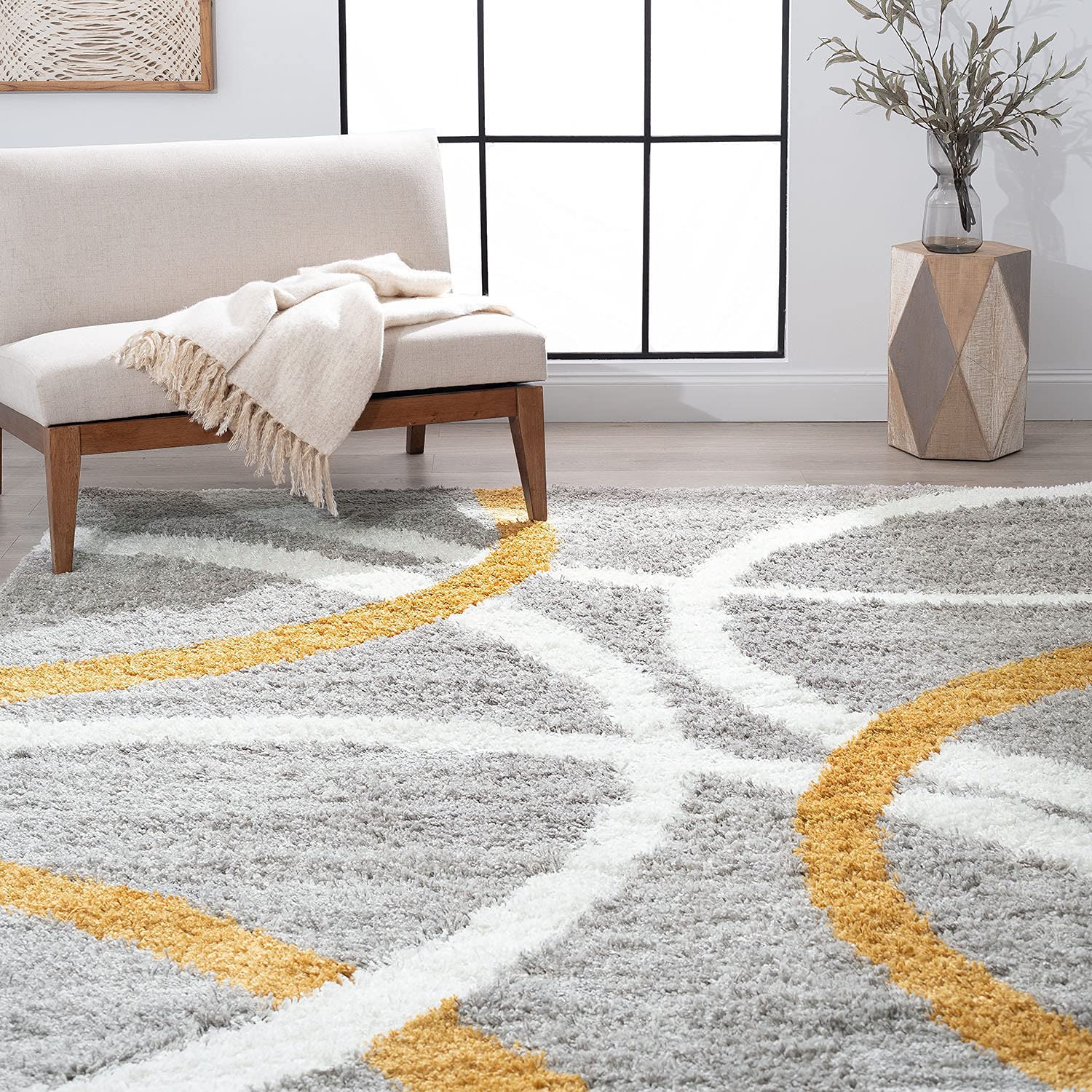 Silver 4x6 Shag Rug - Easy Clean Modern Area Rug for Living Room, Bedroom, Dining Room & Entryway - Soft Plush Shaggy Carpet - Perfect for Cozy Home Decor & Alfombras para Salas Modernas