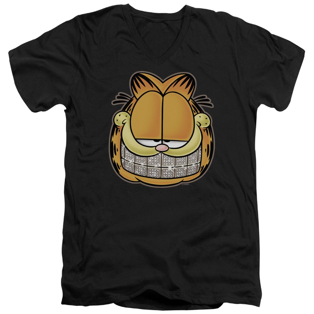 Garfield Graphic Print Unisex V-Neck T-Shirt for Men & Women - Casual Cotton Tee for Summer Outfits, Comic Fan Gifts & Lounge Wear