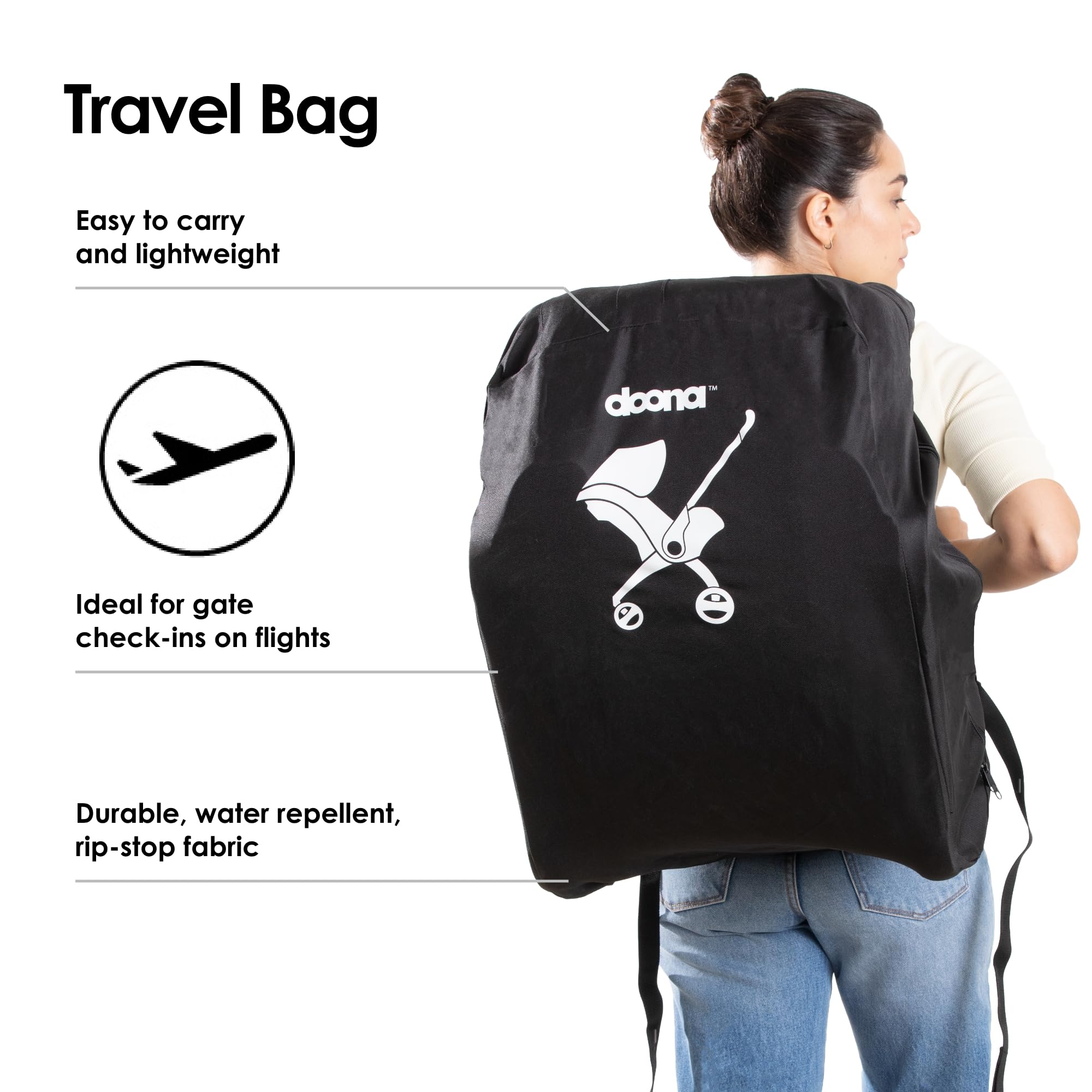 DOONA Infant Car Seat & Stroller Travel Bag - Black | Waterproof & Lightweight for Airplane, Car, and Everyday Use