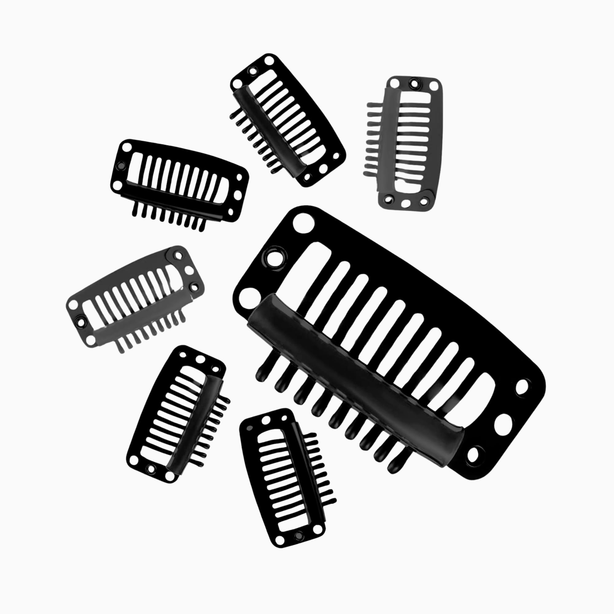Artello® Snap Clips for Wigs & Hair Extensions - 6-Pack Black Metal Hair Clips for Lace Front Wigs, Wefts & Hairpieces (Easy Sewing & Secure Hold) - Perfect for Daily Styling, Cosplay & Hair Replacement