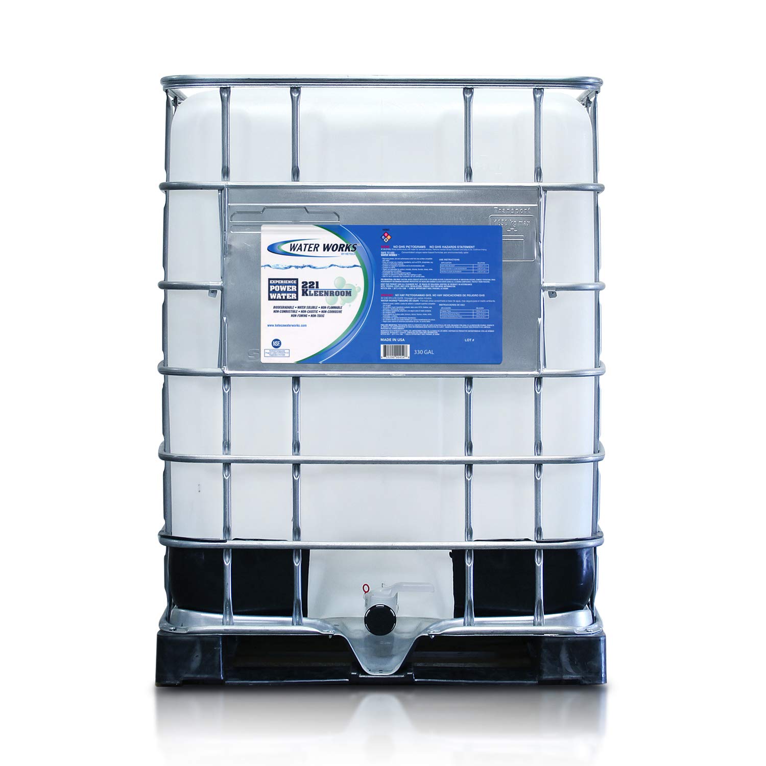 WaterWorks™ 221 Kleenroom - 330 Gallon Industrial Cleaner & Degreaser Tote for Heavy-Duty Cleaning in Warehouses & Factories