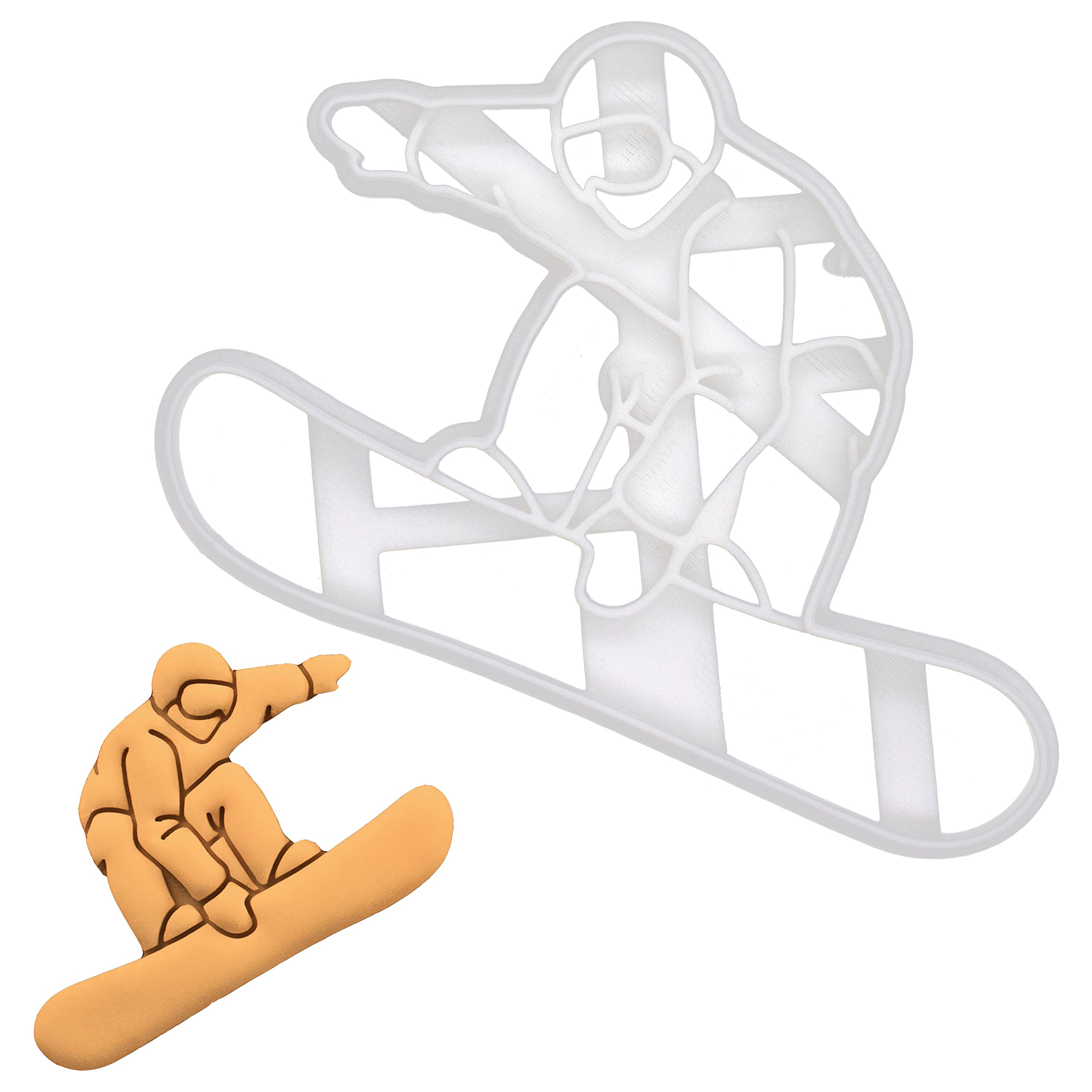 Bakerlogy Snowboarder Cookie Cutter - 1 Piece Stainless Steel Winter Sports Baking Tool for Snowboarding Party, Christmas Cookies & Holiday Desserts