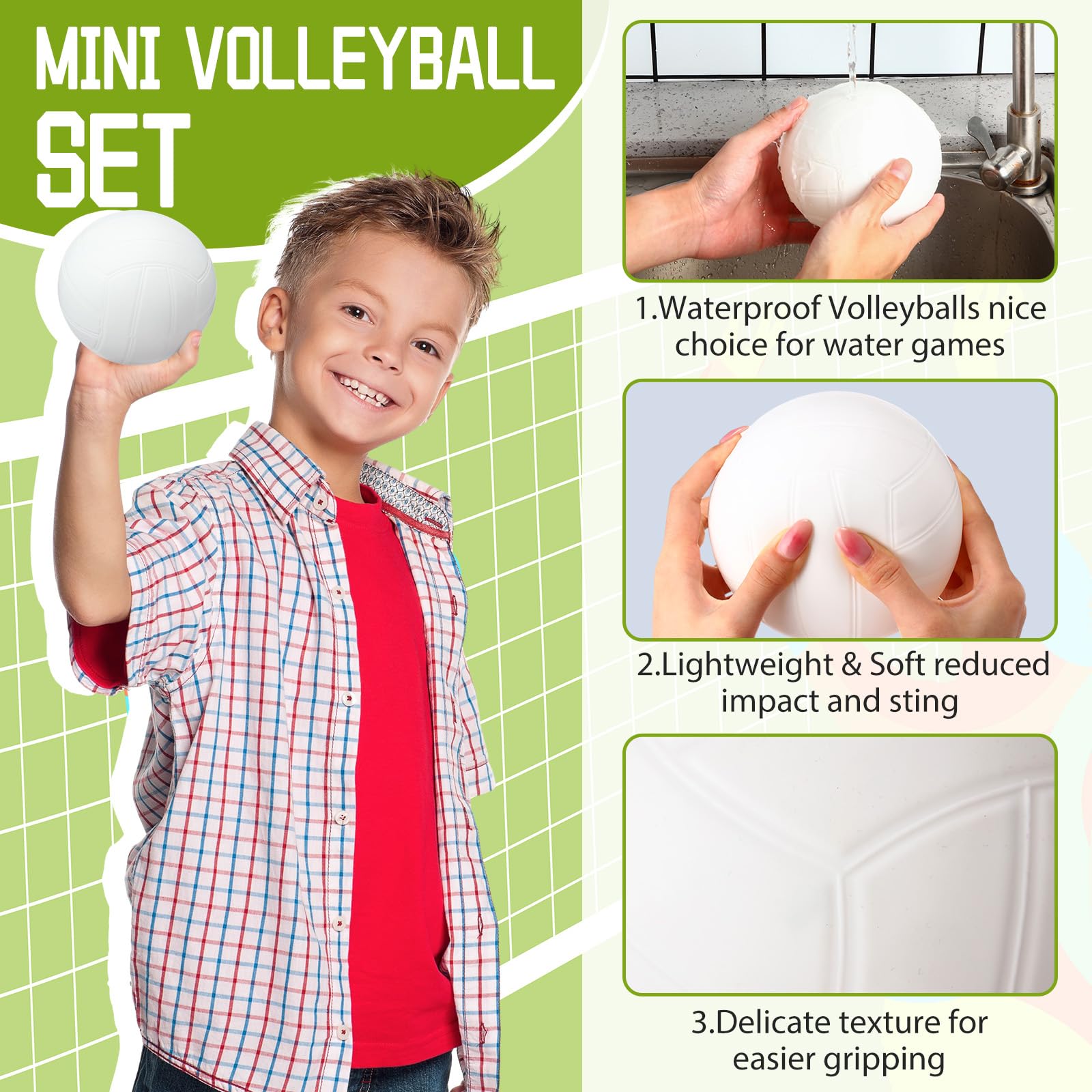Jexine 4 Inch Inflatable Mini Volleyball Set with Pump - Perfect for Beach, Pool, Backyard Games, School Carnival Prizes, Birthday Party Favors & Gifts for Teens Adults