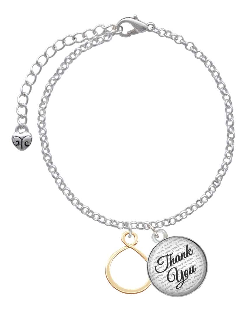 Delight Jewelry Infinity Loop Domed Thank You Charm Bracelet - Adjustable 6