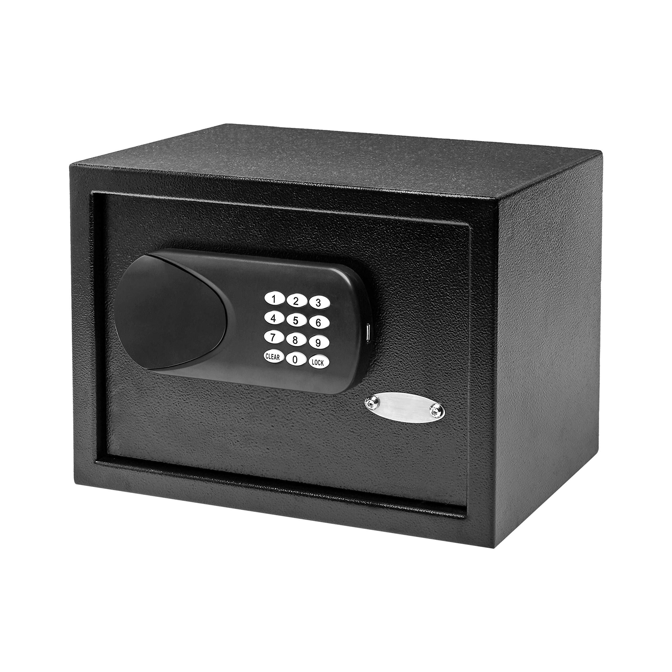 Amazon Basics Electronic Hotel Safe with Digital Keypad - 0.5 Cubic Feet Security Box for Valuables - Perfect for Hotels, Home, Office & Travel Use - Black