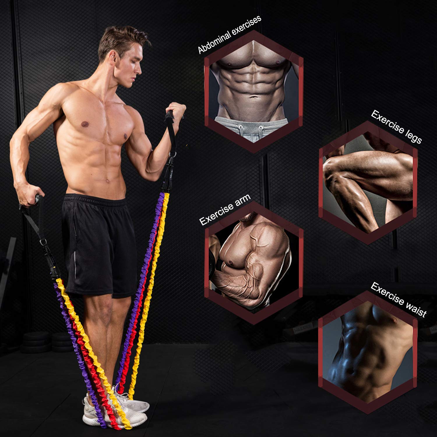 Premium 15-Piece Resistance Bands Set with Door Anchor & Ankle Strap - 20lbs to 40lbs Heavy Duty Exercise Tubes with Anti-Snap Nylon Sleeves for Home Gym, Strength Training & Physical Therapy