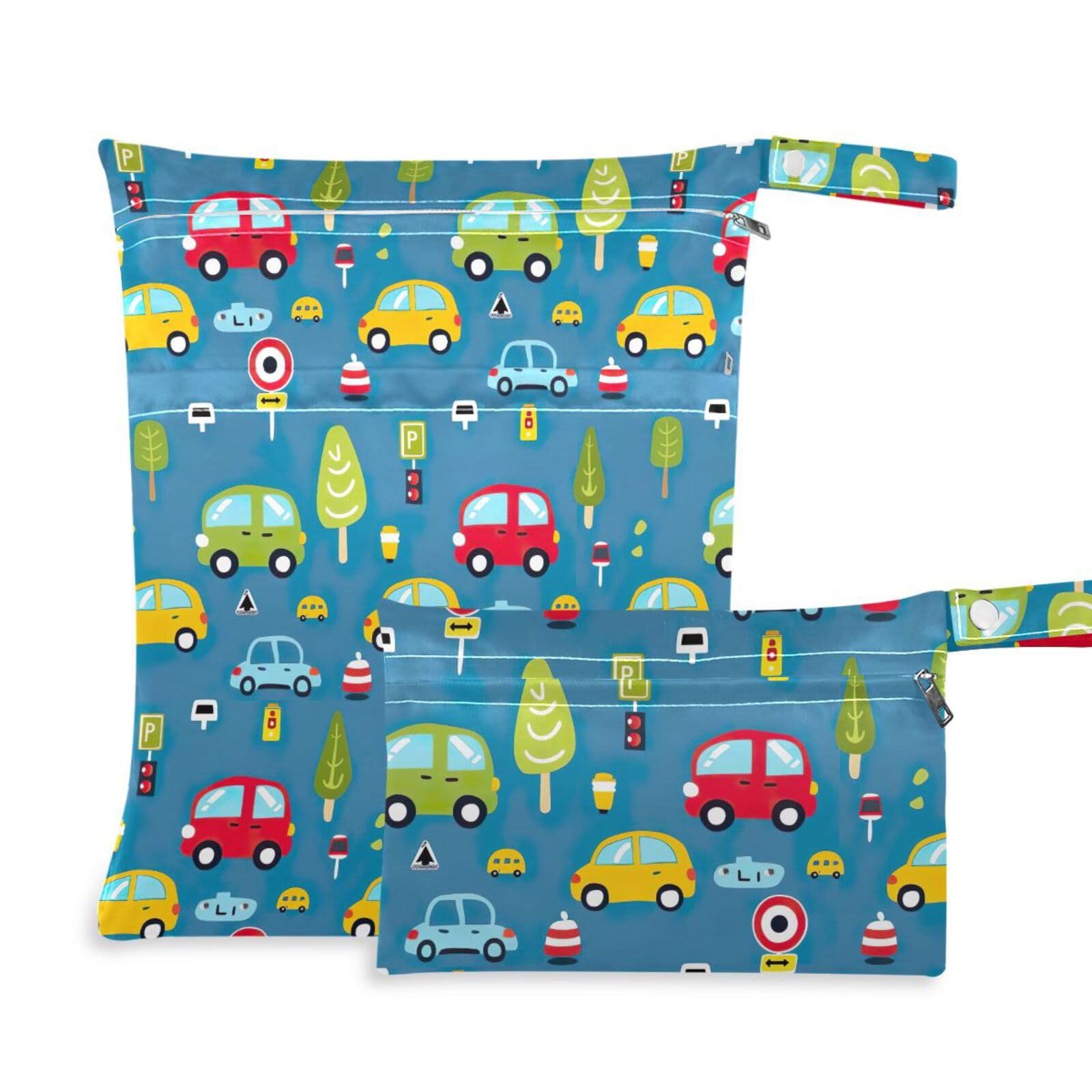 Waterproof Wet Dry Bag Set of 2 - Kawaii Car Traffic Light Design Diaper Bag for Travel, Beach, Gym, Swimming & Baby Essentials Storage | CHSIN 21219464