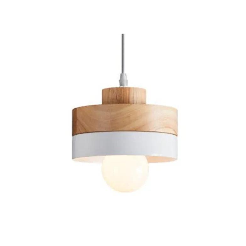 Modern Geometric Wooden Pendant Light for Kitchen Island - Farmhouse Style Hanging Light Fixture with Natural Wood Accents - Perfect for Dining Room, Breakfast Nook & Kitchen Counter Lighting