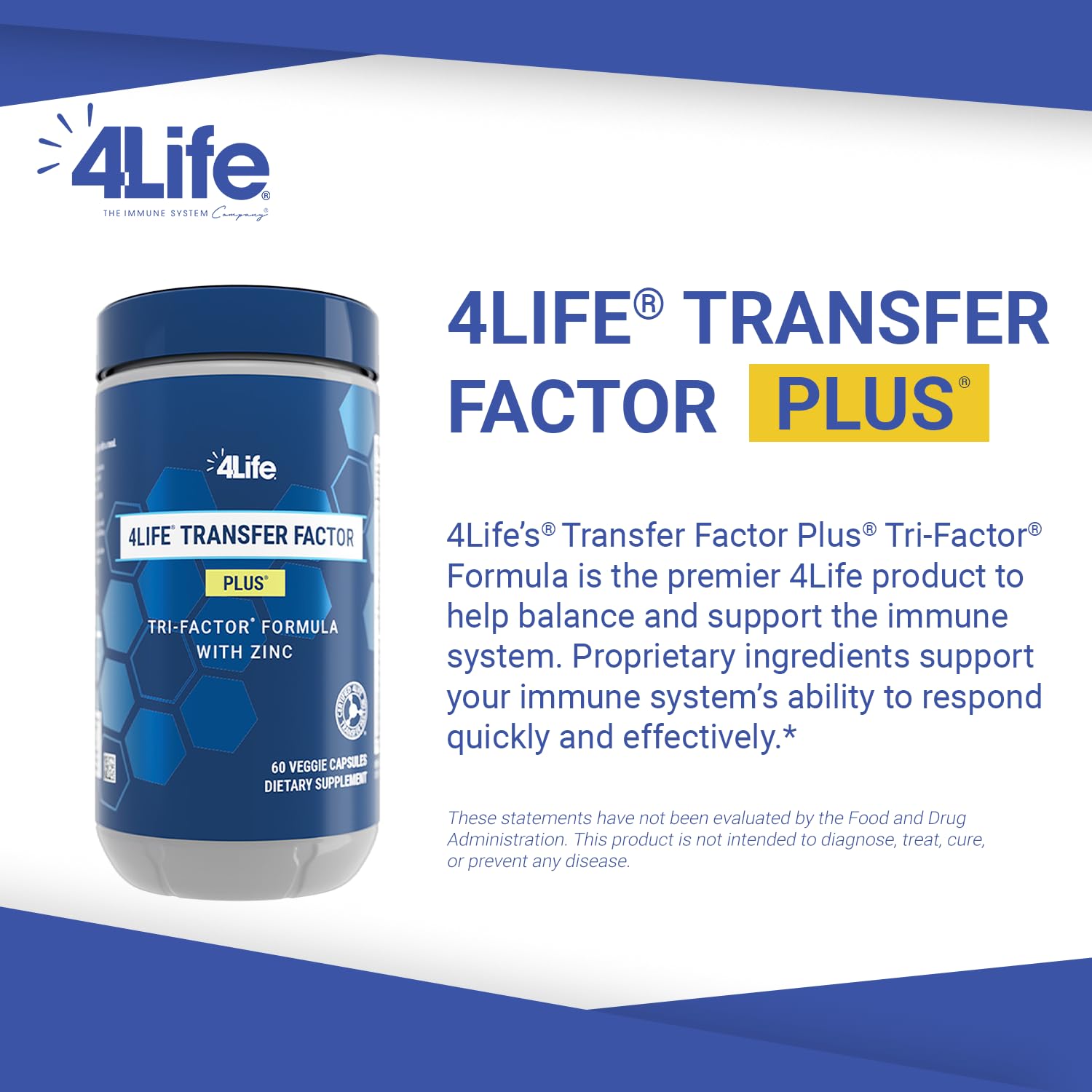 4Life Transfer Factor Plus Immune Support Supplement with Zinc, Super Mushroom Blend (Maitake, Shiitake, Agaricus), Colostrum & Egg Yolk Extracts - 60 Capsules for Daily Wellness & Immune System Boost - Perfect for Adults Seeking Natural Immune Support