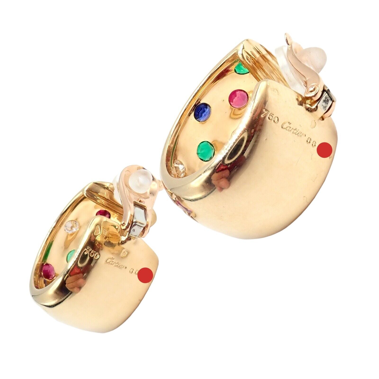 Authentic Cartier Star 18K Gold Hoop Earrings with Diamonds, Rubies, Emeralds & Sapphires | Luxury Jewelry for Women | Perfect for Weddings, Parties & Special Occasions
