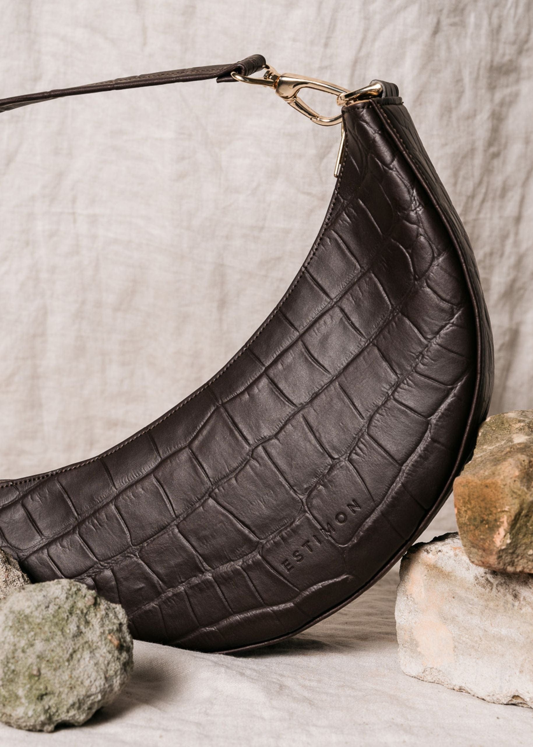 Mini Hobo Vegan Leather Shoulder Bag - Croco Chocolate Brown | Stylish & Sustainable Crossbody Purse for Women, Perfect for Work, Travel & Everyday Use