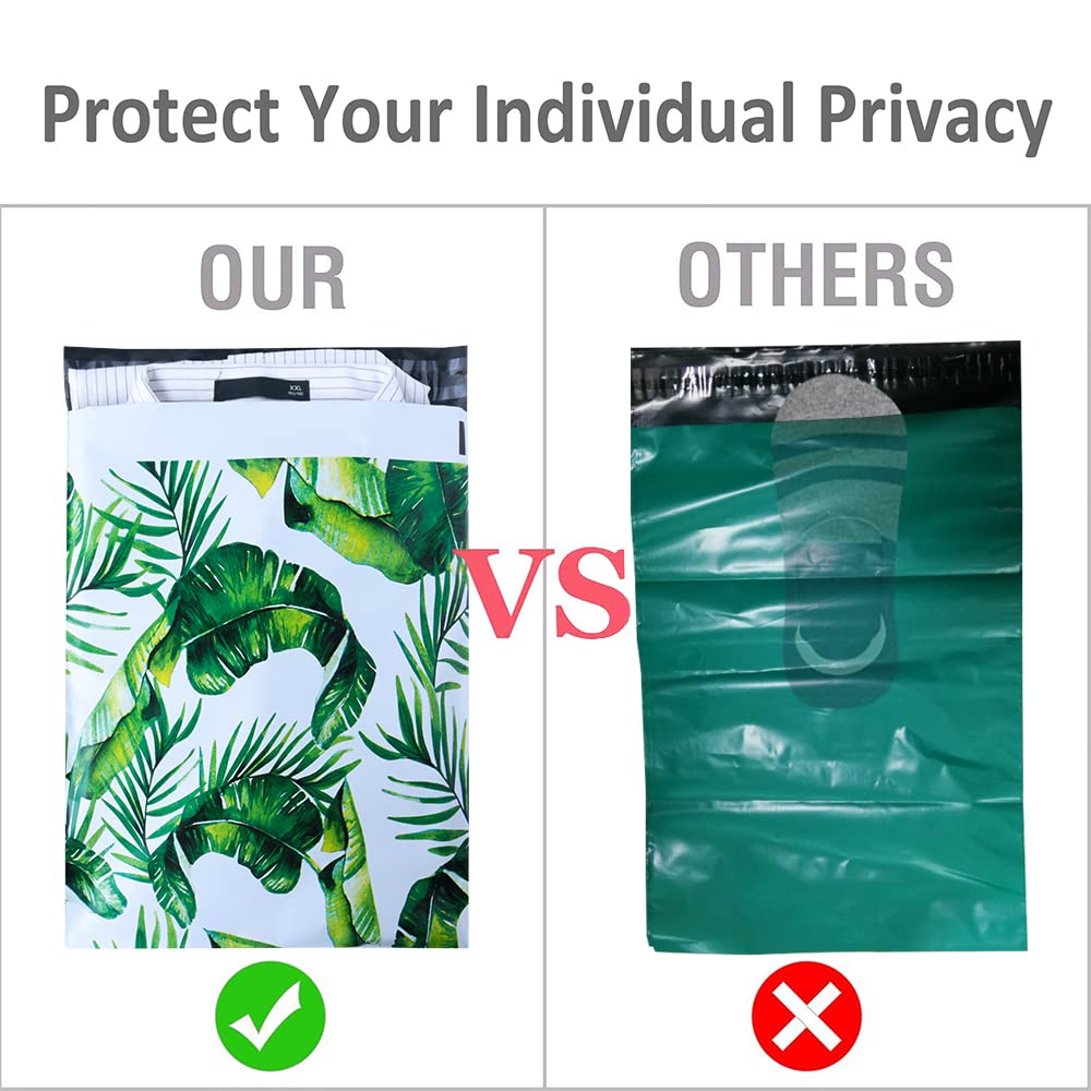 10x13 Inch 100-Pack Printed Poly Mailers - Durable & Tear-Proof Plastic Shipping Bags for Small Business | Strong Mailing Envelopes with Banana Leaf Design | Perfect for Ecommerce, Subscription Boxes & Online Stores