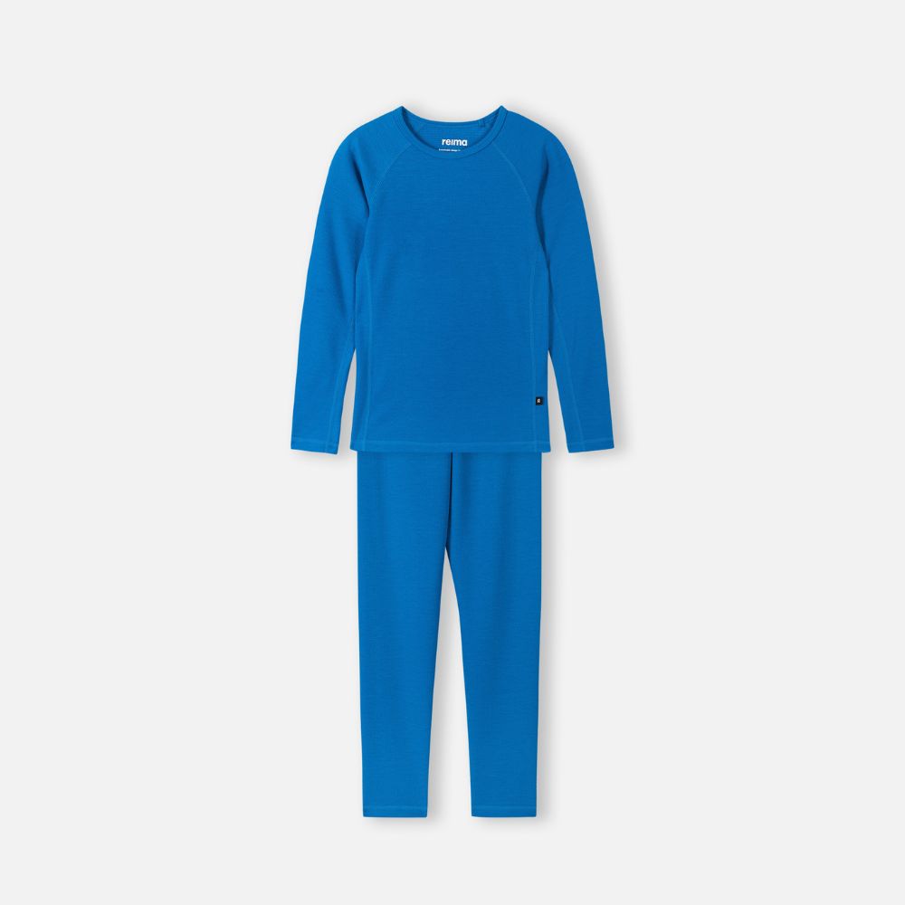 Reima Lani Kids Thermal Base Layer Set - Warm Winter Underwear for Boys & Girls, Bright Blue - Perfect for Skiing, Snowboarding & Outdoor Activities