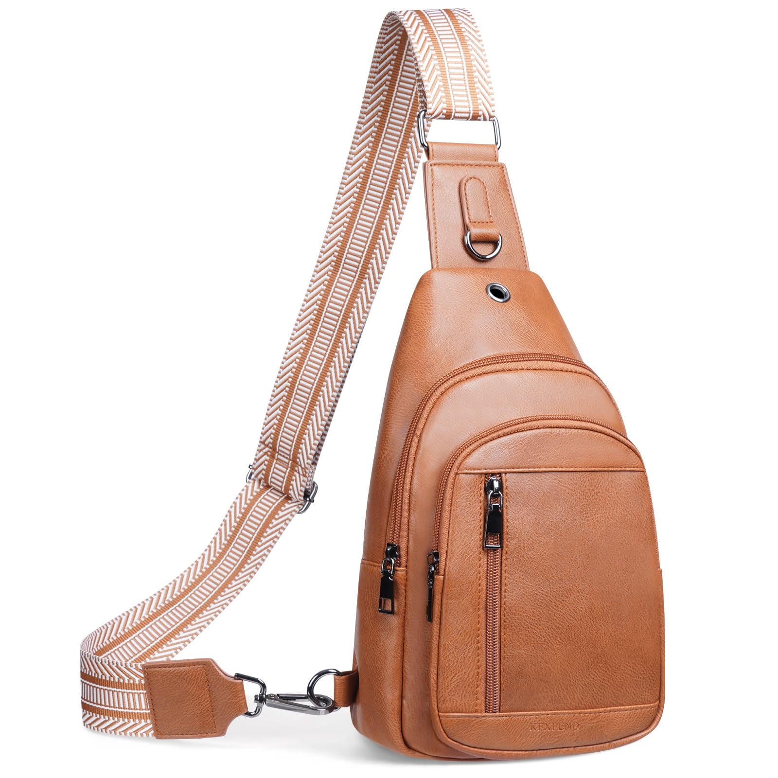 KFXFENQ Women's PU Leather Sling Bag - Small Crossbody Chest Backpack for Cycling, Travel & Daily Use | Stylish & Multipurpose Shoulder Bag for Women