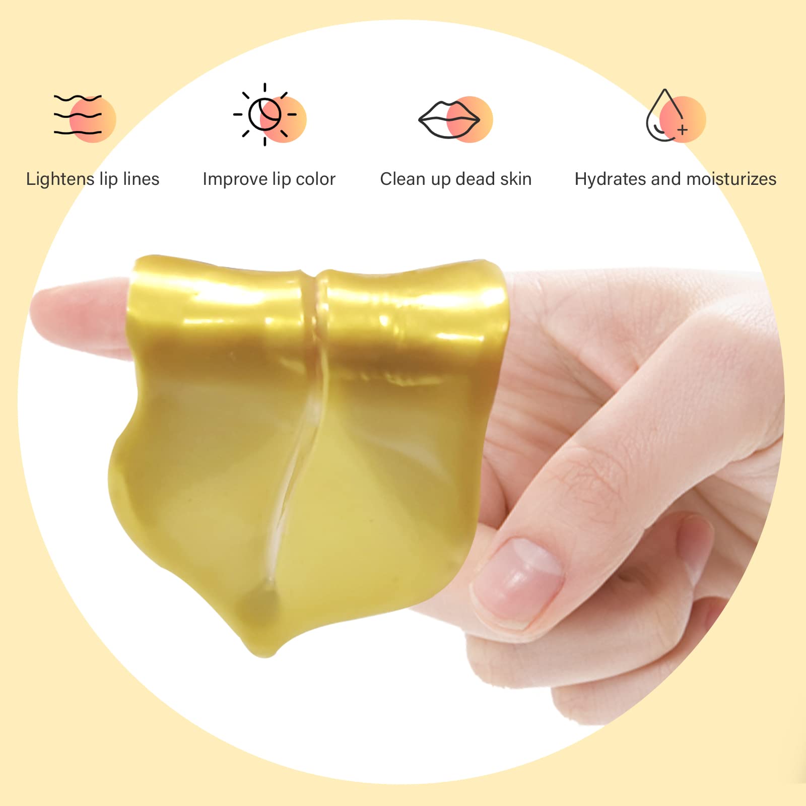 30 PCS Collagen Lip Masks for Dry Lips - Hydrating Gel Lip Mask Sheets to Remove Dead Skin, Moisturize & Lighten Lip Lines (Gold) | Perfect for Night Care, Travel & Winter Lip Treatment