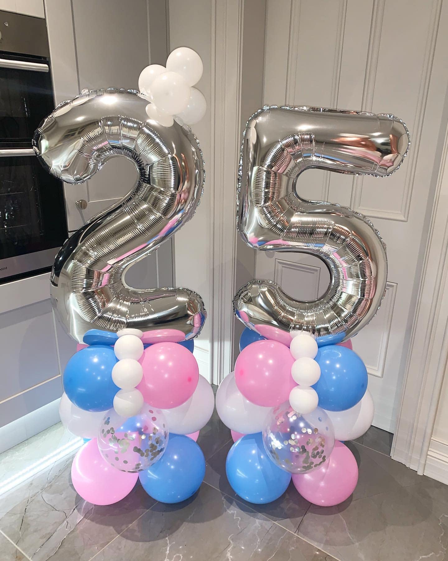 40 Inch Silver 25 Number Balloons - Giant Jumbo Foil Mylar Helium Balloons for Birthday Party Decorations - Perfect for 25th Anniversary, Graduation, Gender Reveal & Special Events