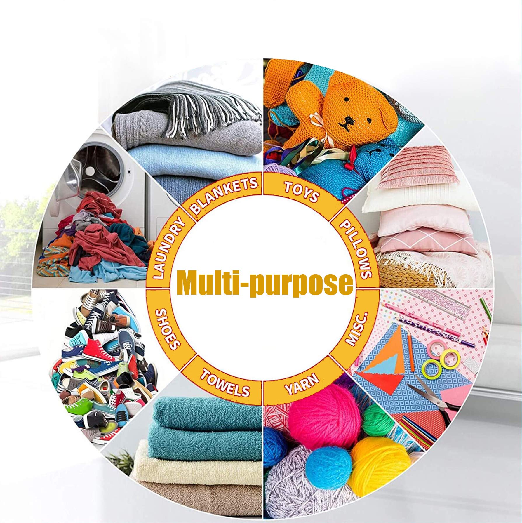 Visesunny Collapsible Large Capacity Storage Basket - Durable Cotton Handles for Clothes, Toys, Laundry (Yellow, Pink, Dinosaur & Butterfly Patterns) | Perfect for Home Organization in Bathroom, Bedroom, Nursery & Closet