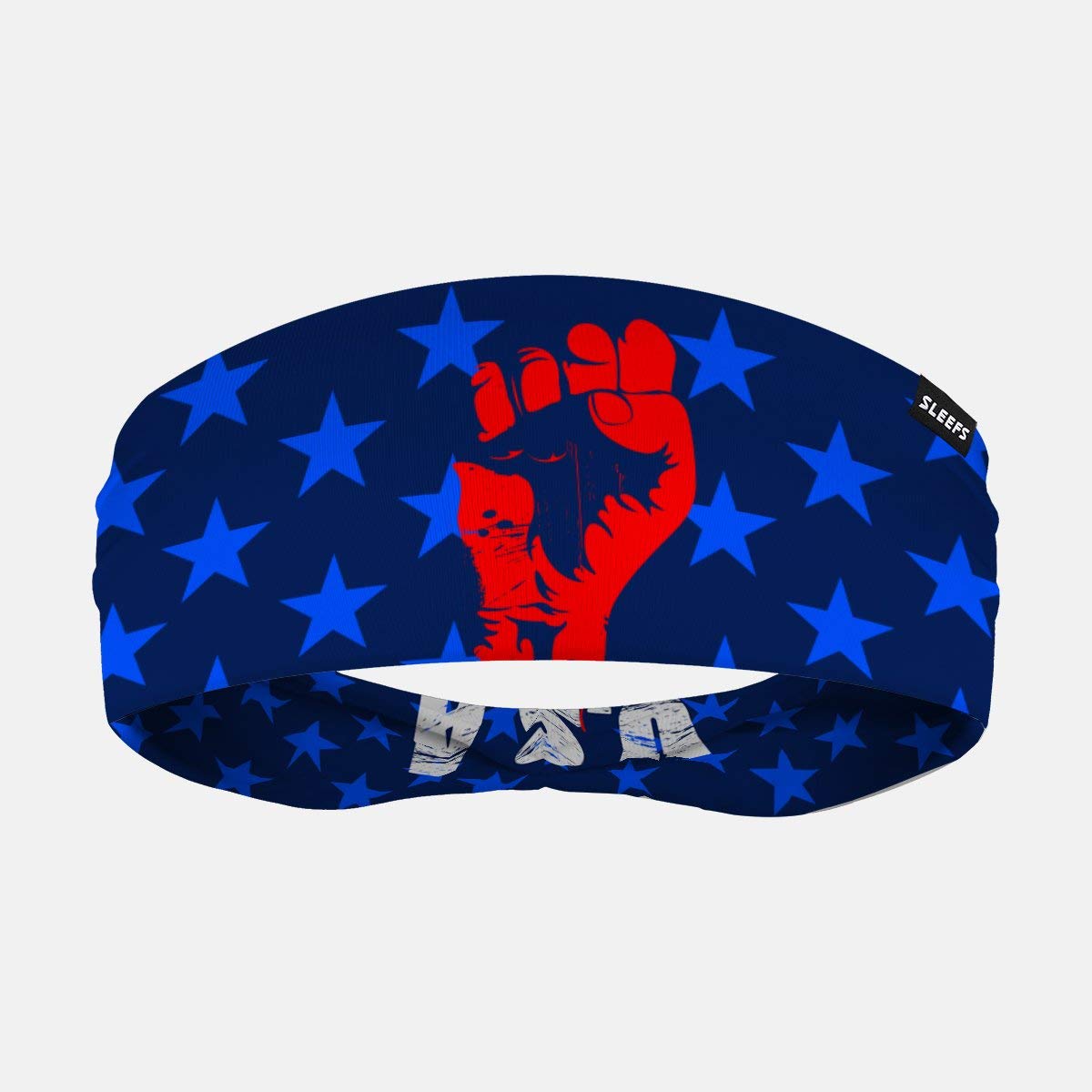 Red Fist Headband - Patriotic USA Flag Design | Unisex Sports & Workout Headwear for Running, Gym, and Outdoor Activities