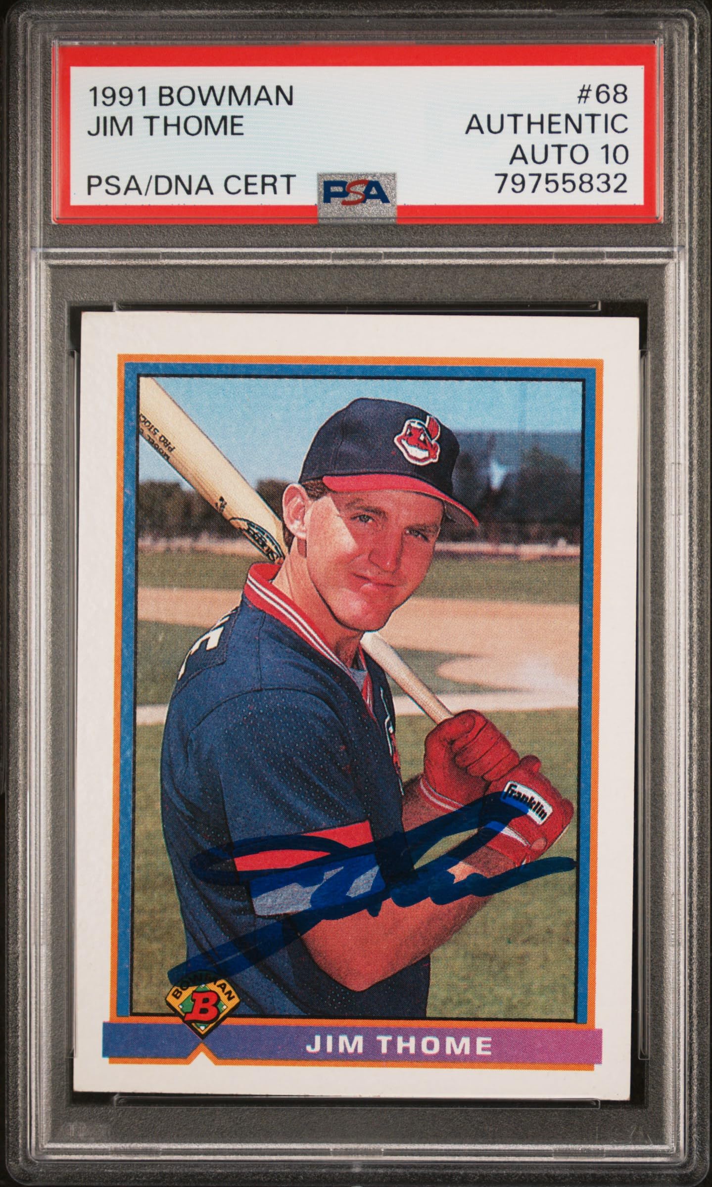 1991 Bowman Jim Thome Rookie Card #68 Autographed PSA 10 Graded - Perfect for Baseball Memorabilia Collectors & Sports Fans Display