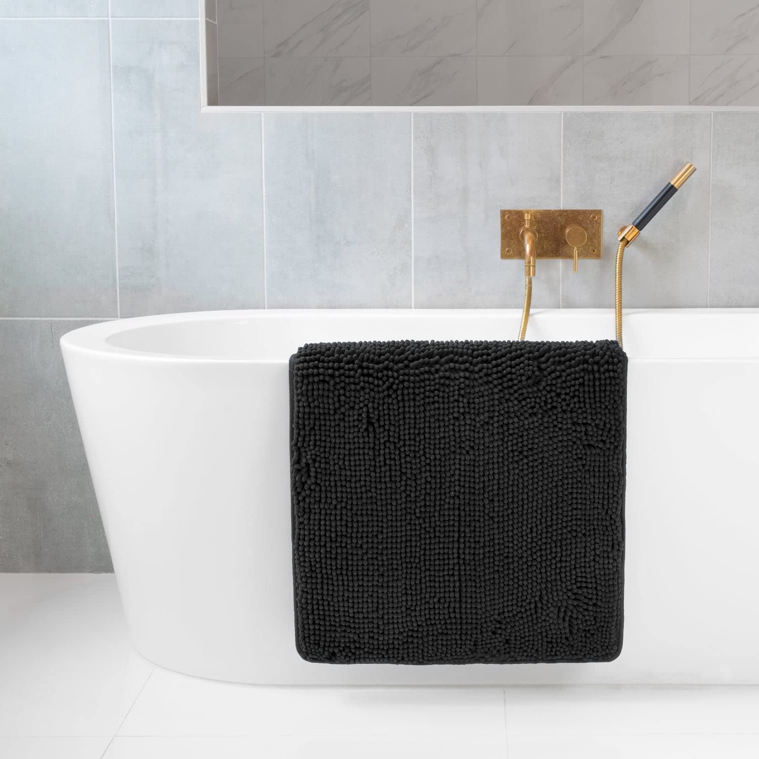 Premium Tafts Bathroom Rugs - Ultra Soft Chenille Microfiber Bath Mat with Memory Foam, Super Absorbent & Machine Washable, Non-Slip Shaggy Floor Mat for Bathroom (21