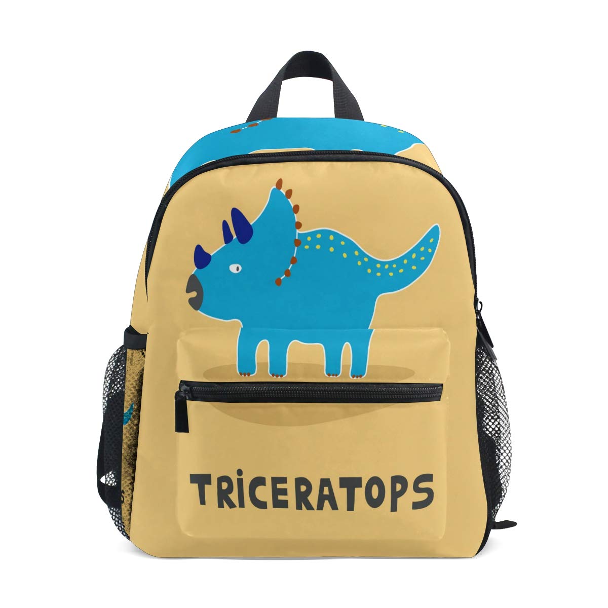 Dinosaur Backpack for Kids - Triceratops Toddler Backpack with Adjustable Chest Strap & Name Tag, 10x4x12 Inch Preschool Daycare Bag for Boys & Girls - Perfect for School, Travel & Outdoor Adventures