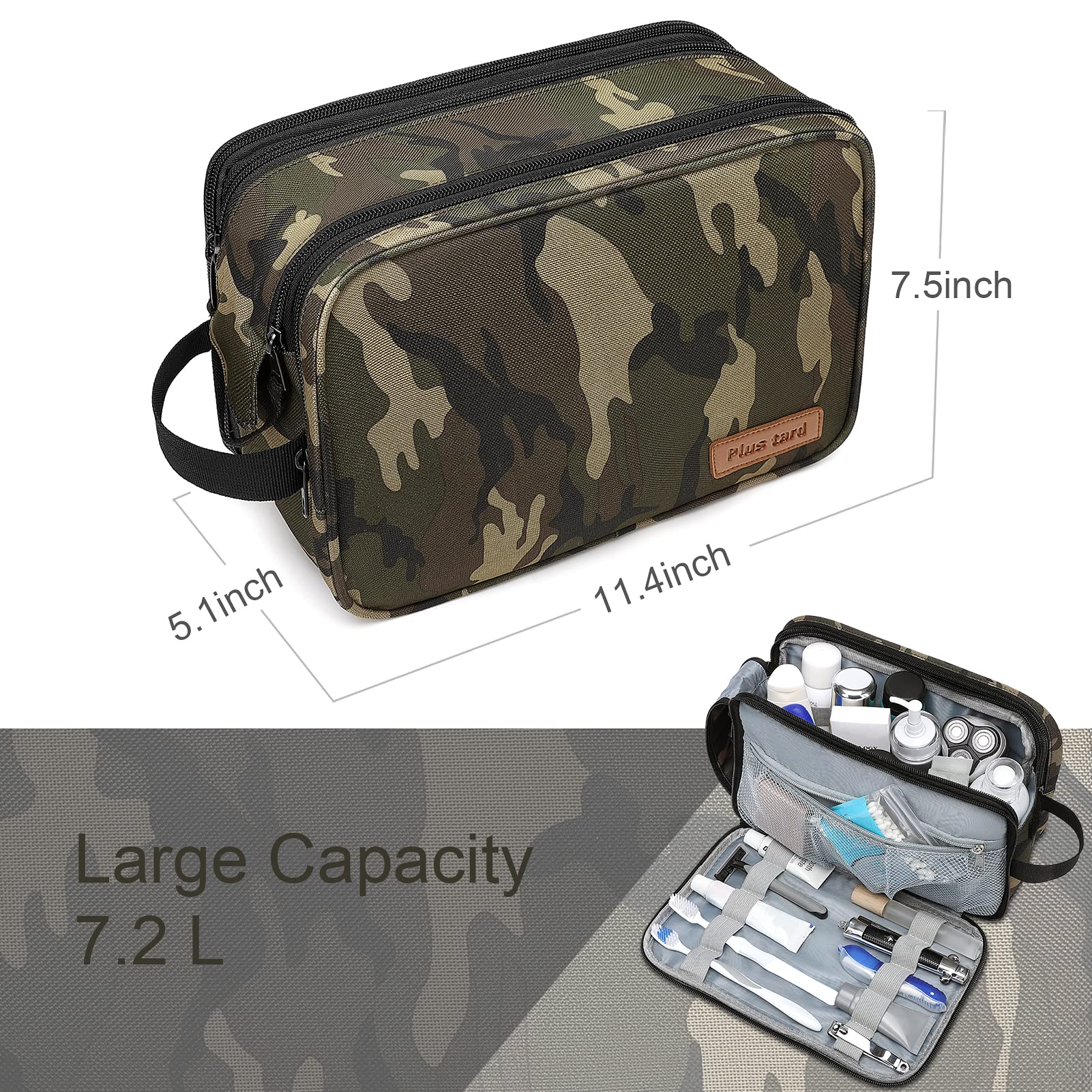 Men's Waterproof Camouflage Toiletry Bag - Large Travel Shaving Organizer with Full Open Design - Perfect for Gym, Camping & Business Trips