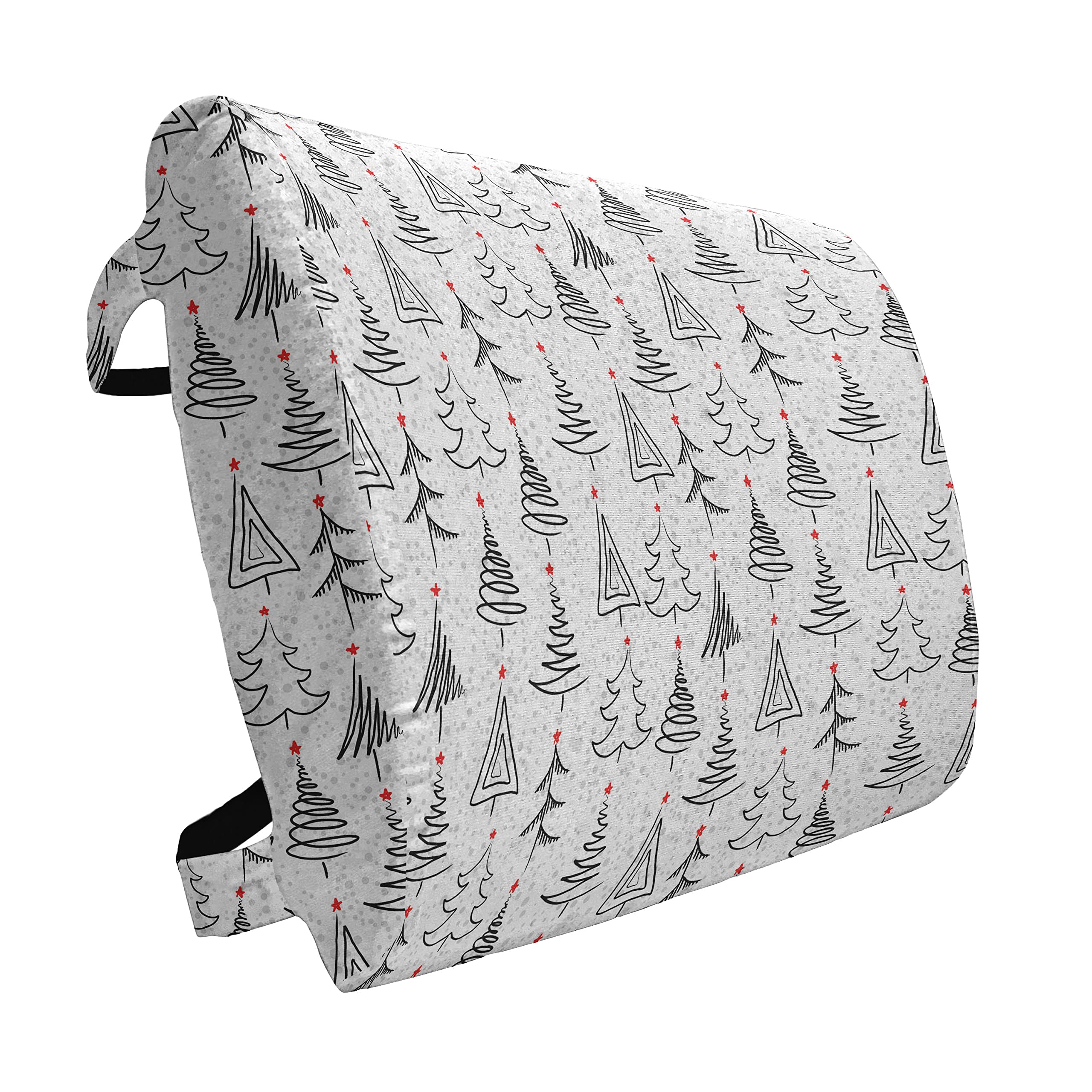 Ambesonne Christmas Tree Lumbar Support Pillow - Doodle Sketch Pattern with Stars, High Density Foam for Office Chair & Car Seat - 14