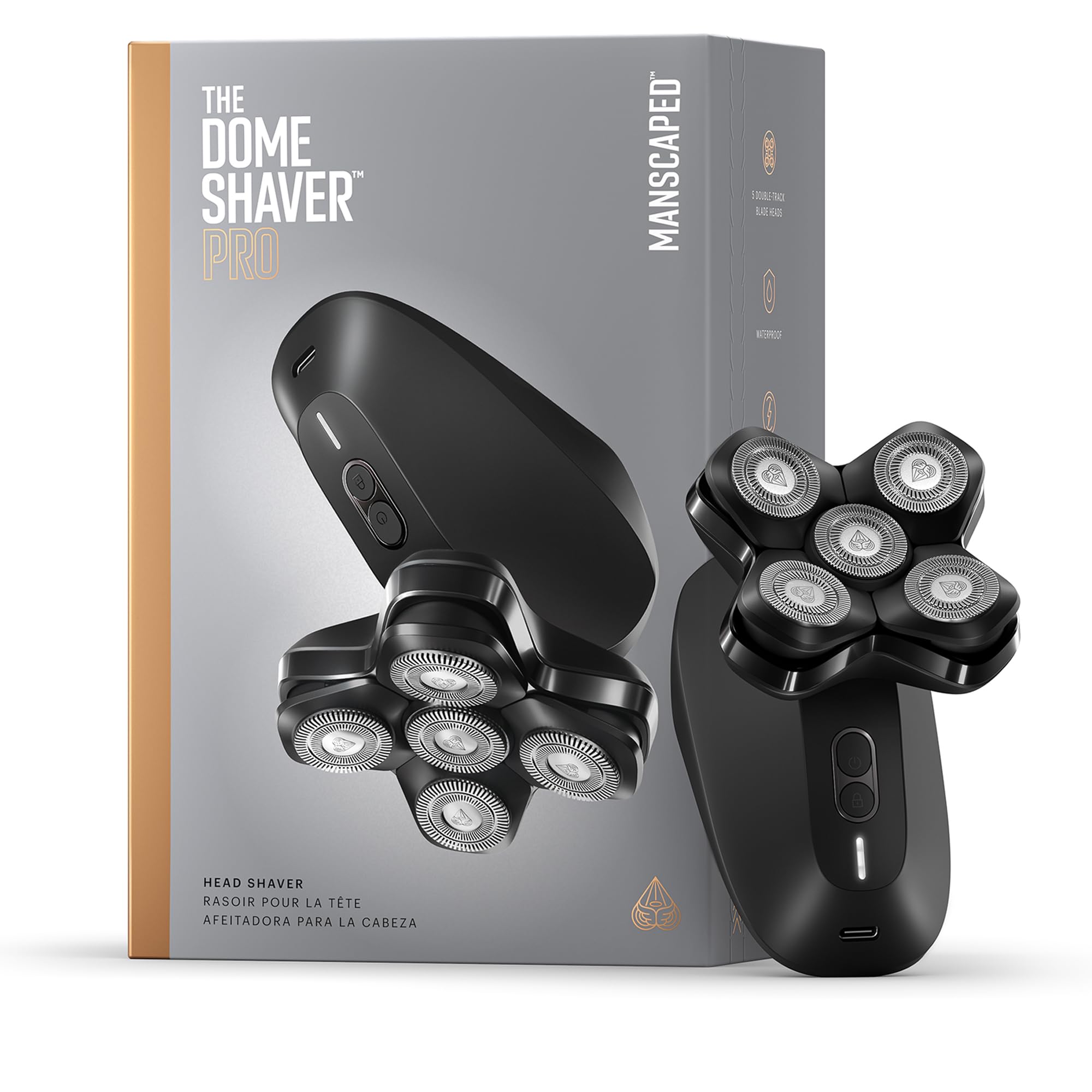 MANSCAPED® The Dome Shaver™ PRO - 5-Blade Rotary Head Shaver for Bald Men | SkinSafe® Technology, FlexAdjust, Waterproof, USB-C & Wireless Charging | Perfect for Travel, Gym & Daily Grooming Routine