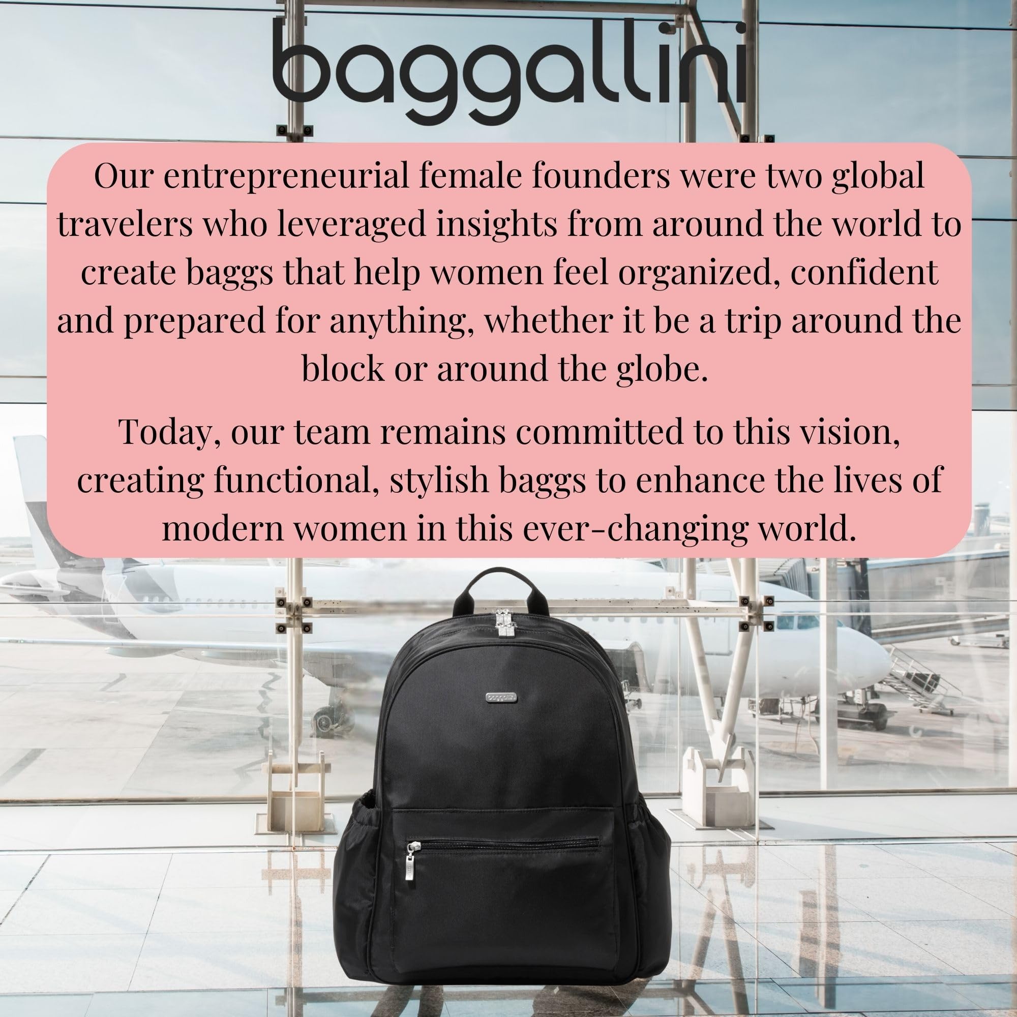 Baggallini Essential 16x12 Inch Lightweight Laptop Backpack with 16