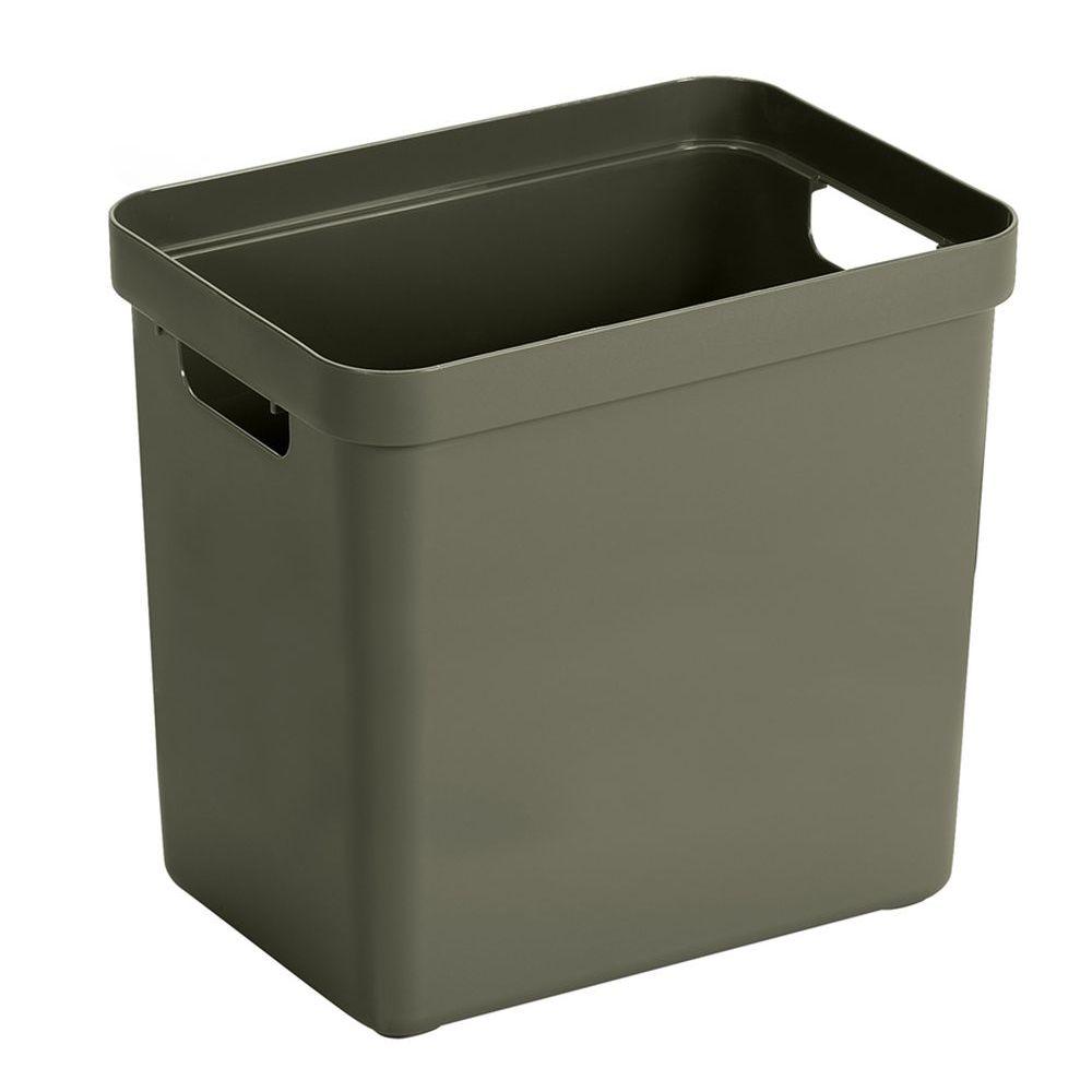 Sigma Home 25L Storage Box - Durable Plastic Organizer with Secure Lid for Home, Office & Closet Organization | Olive Green Container for Toys, Clothes & Seasonal Items