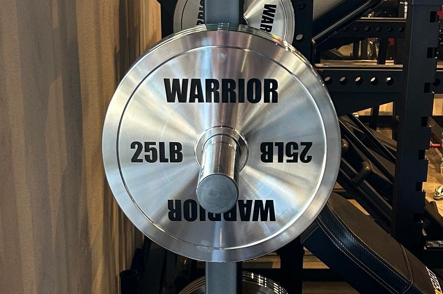 Warrior Chrome Olympic Weight Plates - 230lb Set for Strength Training & Home Gym - Perfect for Powerlifting, CrossFit & Weightlifting