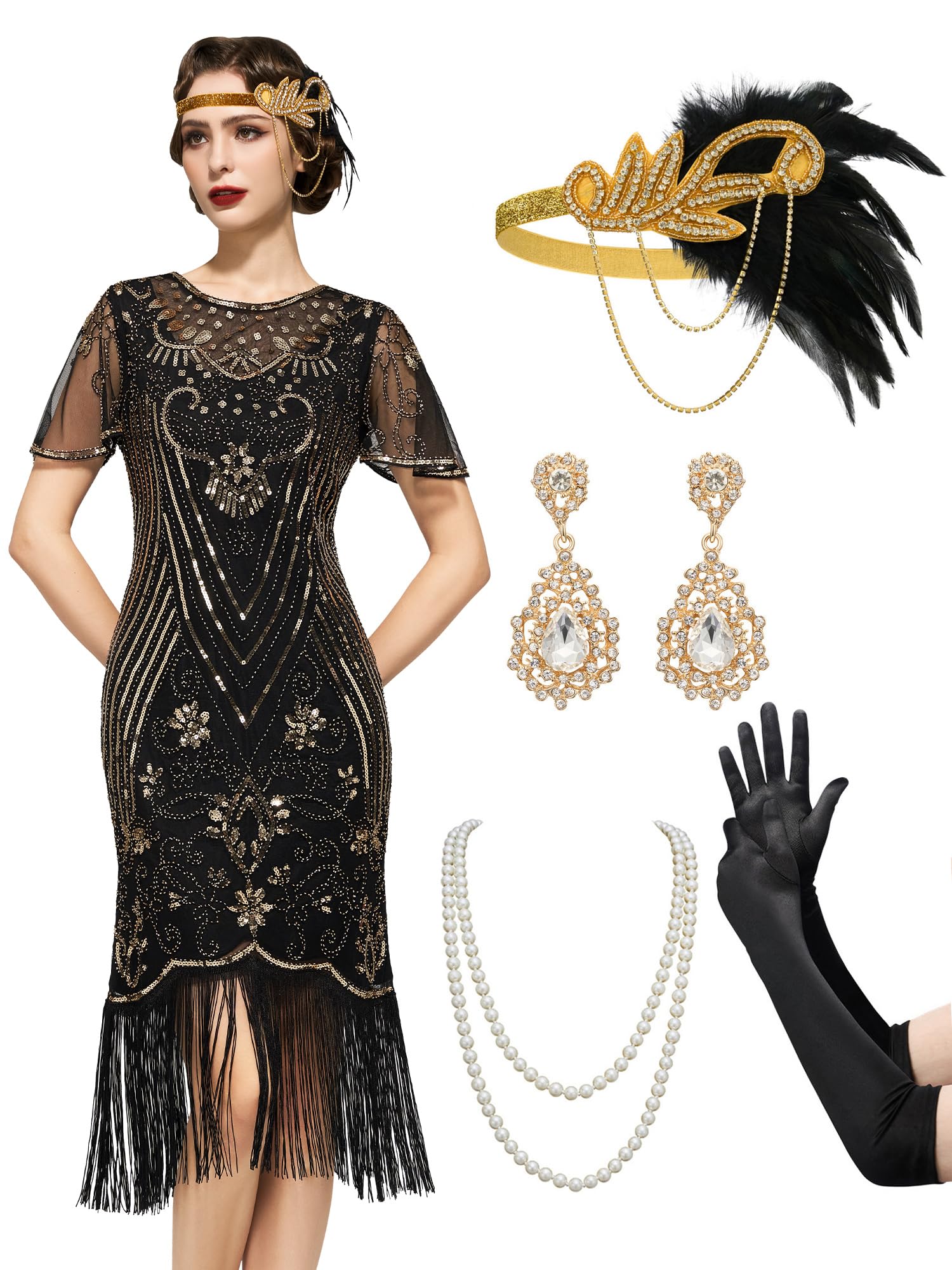 Vintage 1920s Flapper Dresses for Women - Great Gatsby Inspired Roaring 20s Costume with Fringe Beading | Perfect for Halloween, Themed Parties, Jazz Age Events & Harlem Nights Outfits