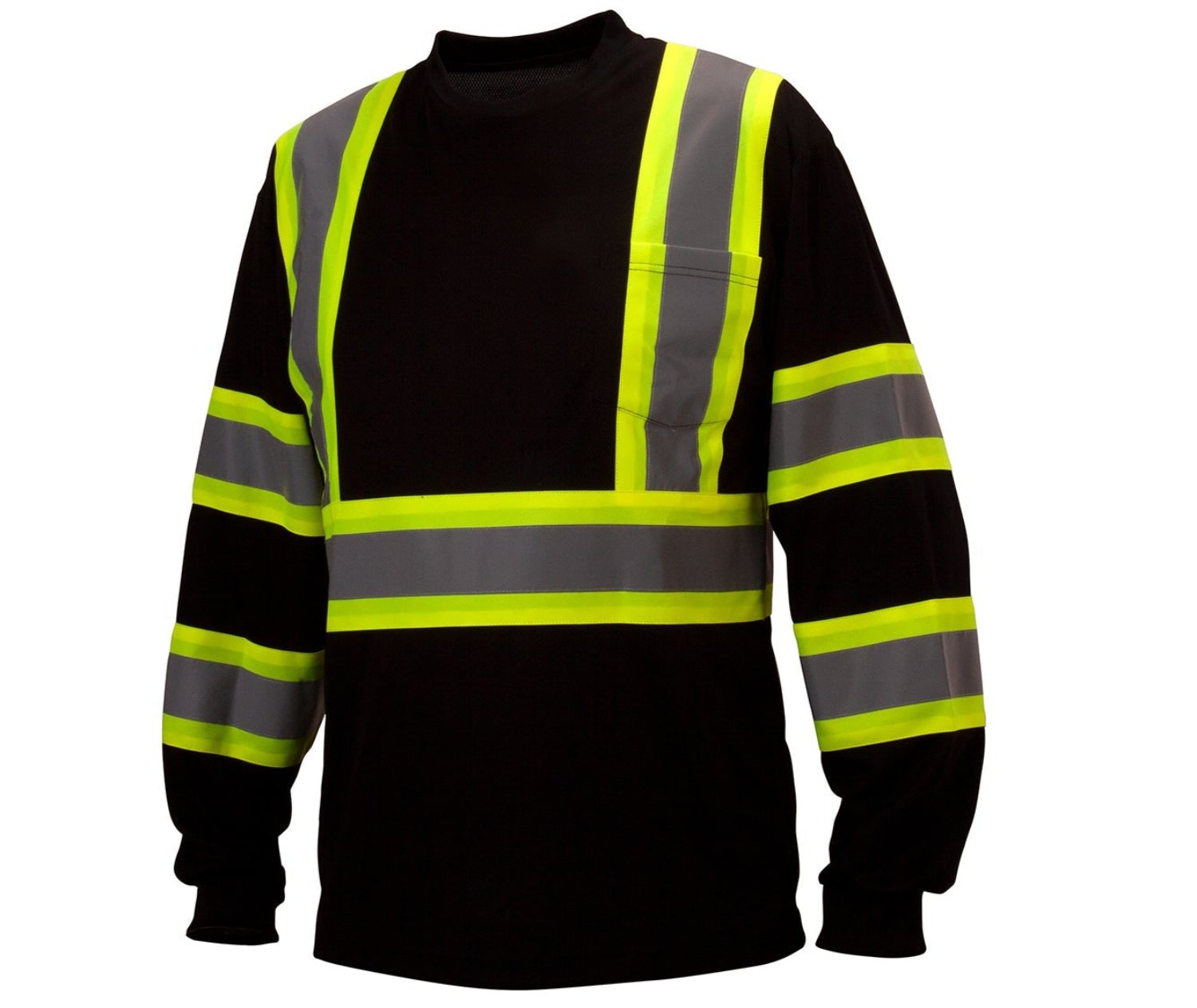 Pyramex Men's High Visibility Long Sleeve Safety Shirt - ANSI Certified Reflective Workwear for Construction, Road Workers & Nighttime Outdoor Activities