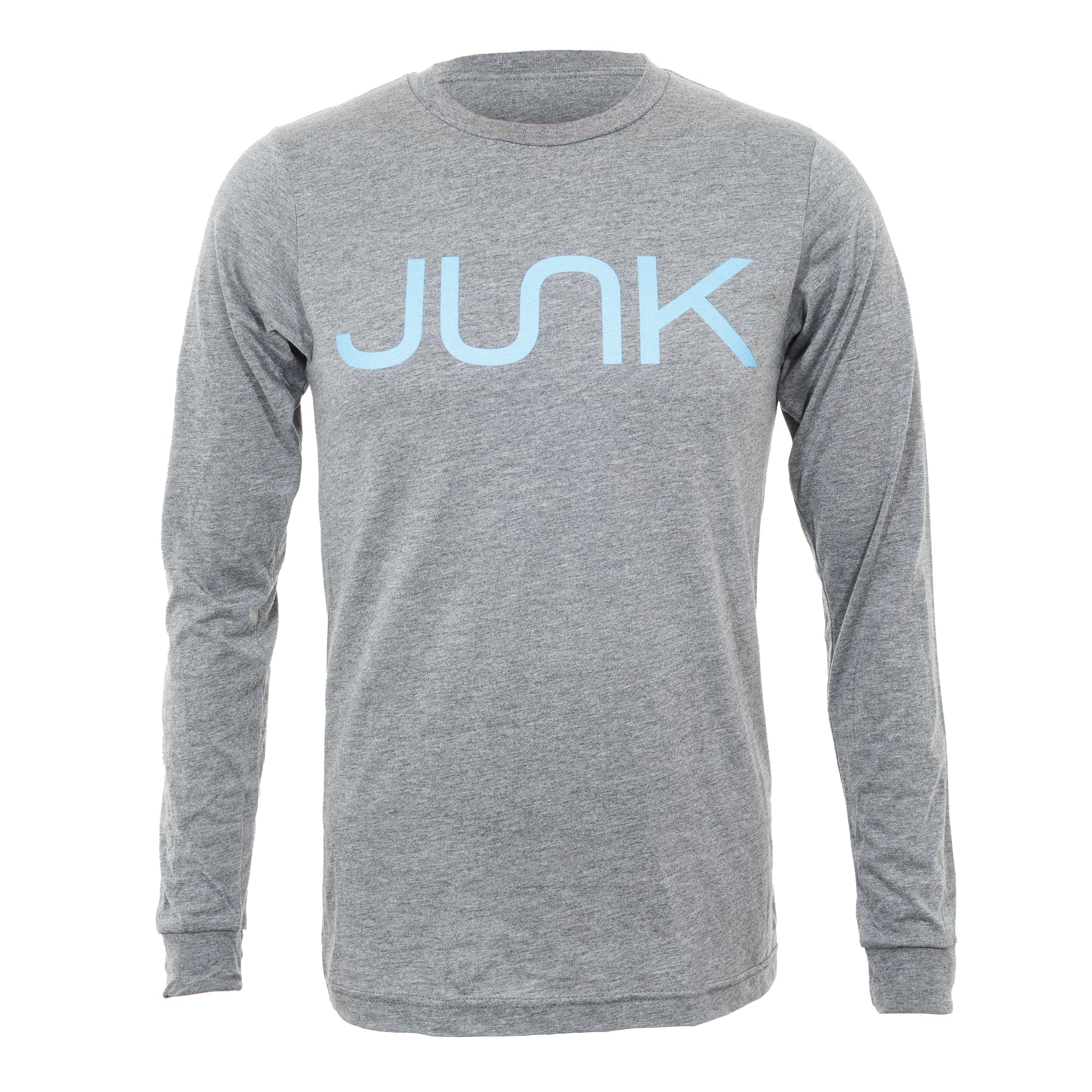 Premium JUNK Tri-Blend Gray Long Sleeve T-Shirt for Men & Women - Soft Comfort Fit Crewneck Tee - Perfect for Casual Wear, Gym, and Everyday Outfits