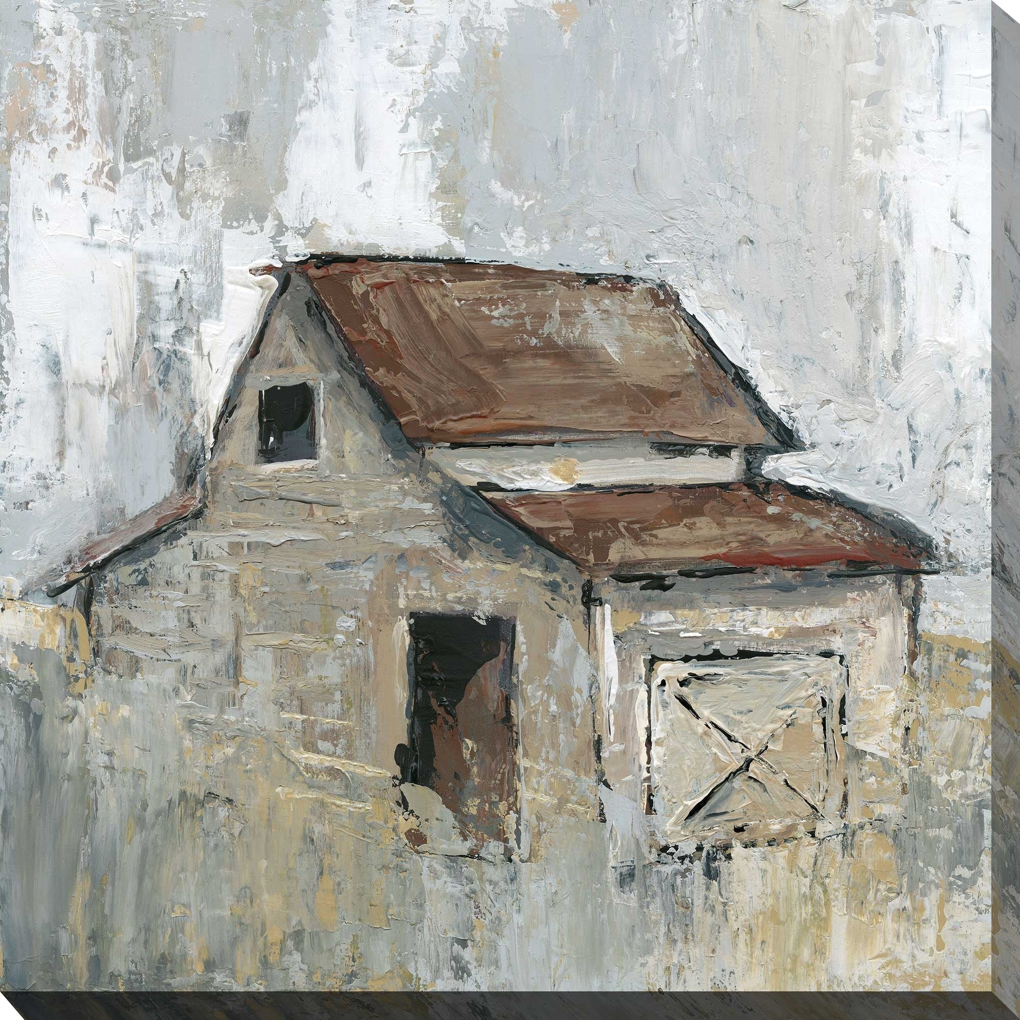 Barn at Midday by Carol Robinson - Premium Canvas Wall Art Print - Countryside Landscape Painting for Living Room, Bedroom & Office Decor