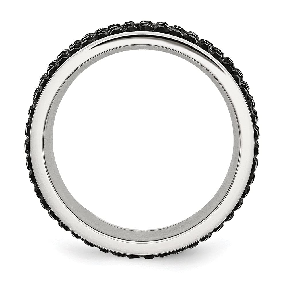 Diamond2Deal 9mm Black Crystal Eternity Wedding Band Ring for Women & Men - Stainless Steel Comfort Fit Bridal Ring Set - Perfect for Engagement, Anniversary & Couple Jewelry Gifts
