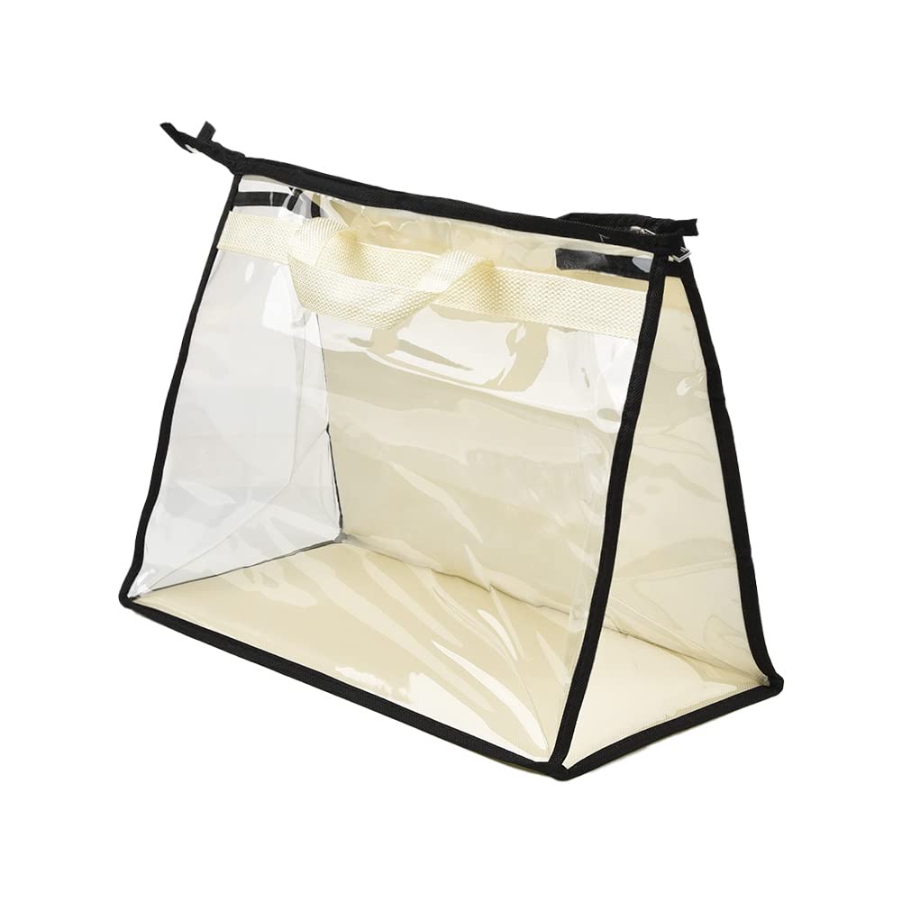 Emiif 1pc Transparent Handbag Organizer Dust Cover with Zipper & Handle - Space-Saving Hanging Closet Storage for Purses, Bags & Accessories - Perfect for Closet, Travel & Home Organization