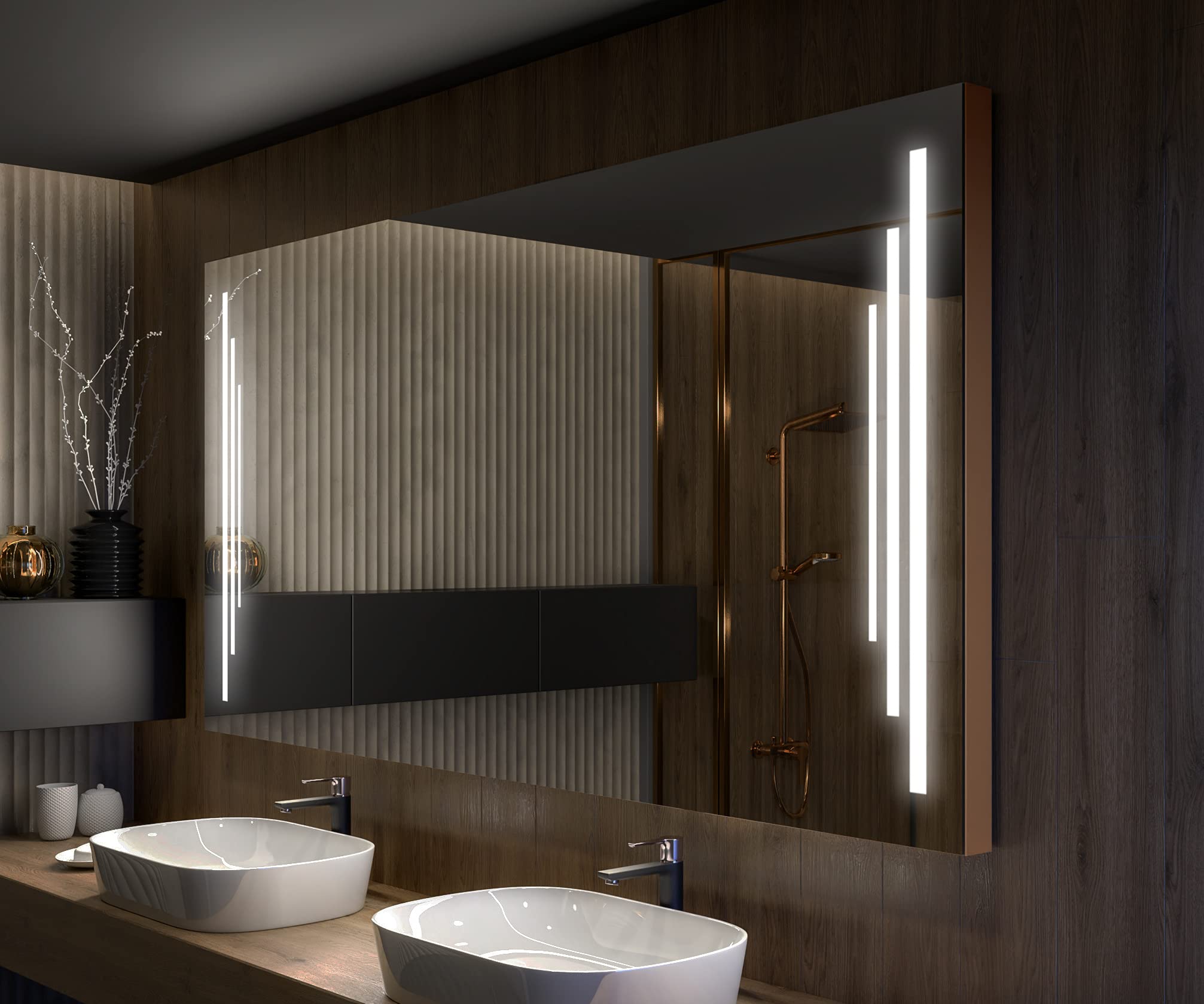 ARTFORMA 35 x 39 Inch LED Bathroom Mirror with Lights - Anti-Fog, Adjustable Brightness, Wall Mounted Vanity Mirror for Makeup & Shaving - Perfect for Modern Bathrooms, Bedrooms and Dressing Areas