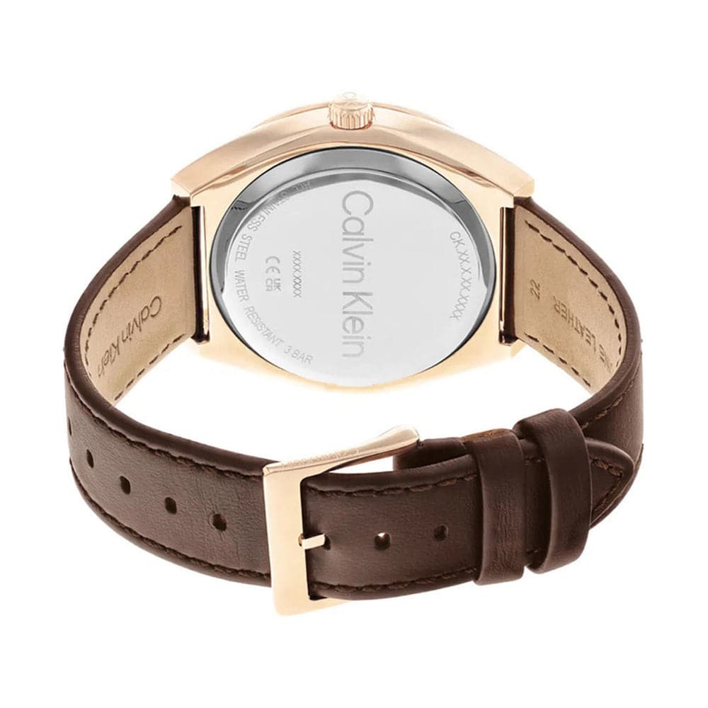 Calvin Klein Men's Green Dial Brown Leather Strap Watch 25200202 - Stylish Casual & Business Timepiece for Everyday Wear