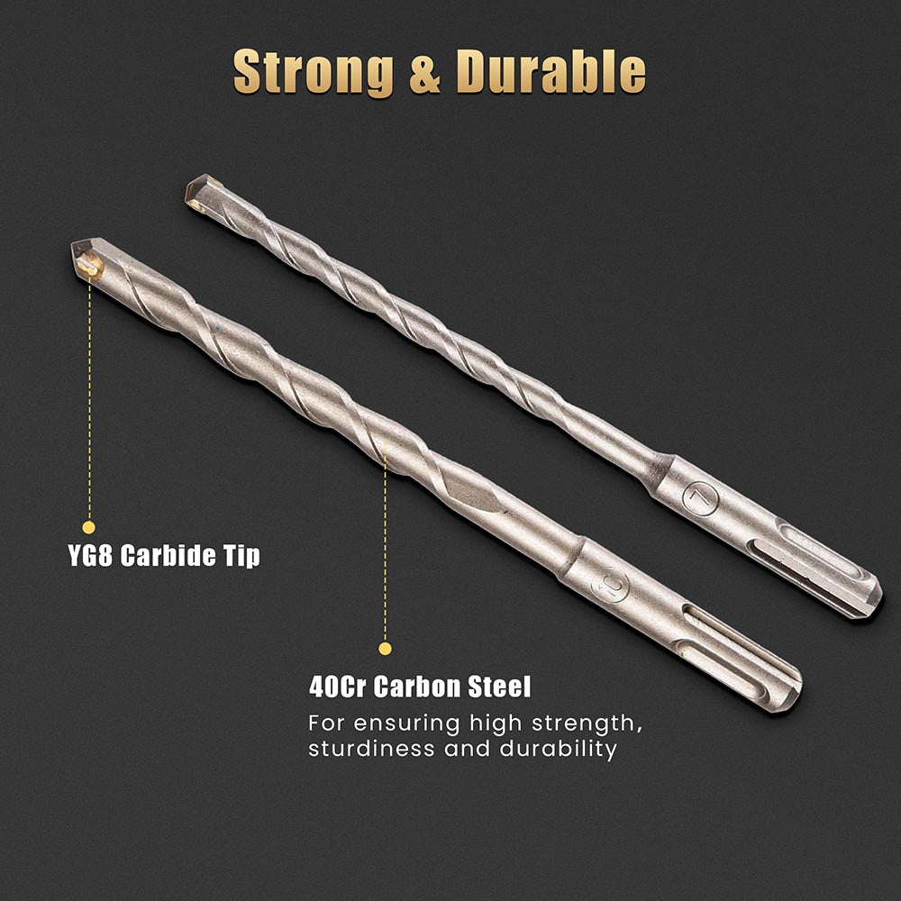 17-Piece SDS Plus Drill Bits and Chisels Set for Rotary Hammer - Masonry, Concrete, Brick Drilling - Perfect for Construction, Demolition & Home DIY Projects