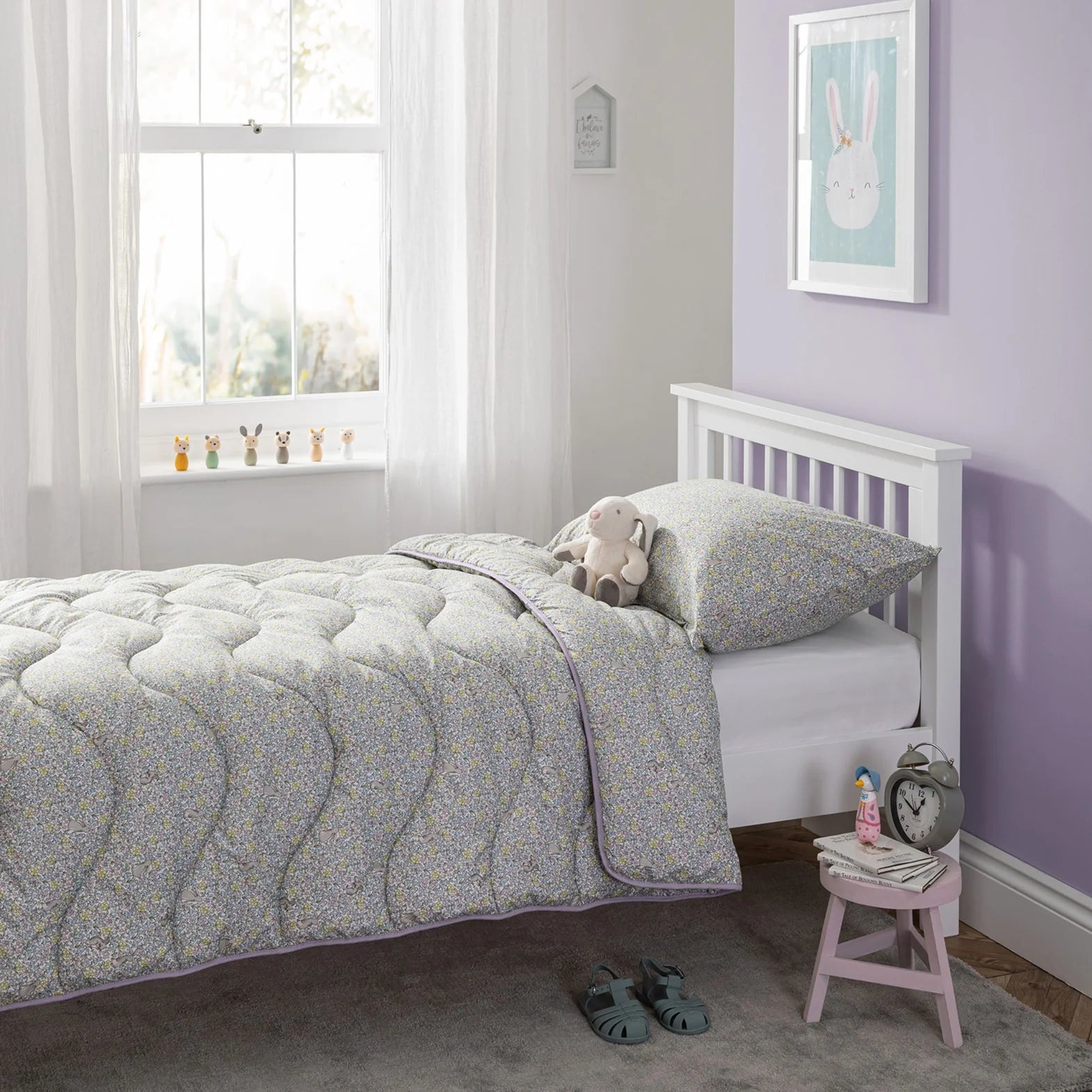 Night Lark Kids Coverless Duvet Set - Floral Garden Design Twin/Full Size Bedding for Boys & Girls - Perfect for Nursery, Kids Room & Sleepovers