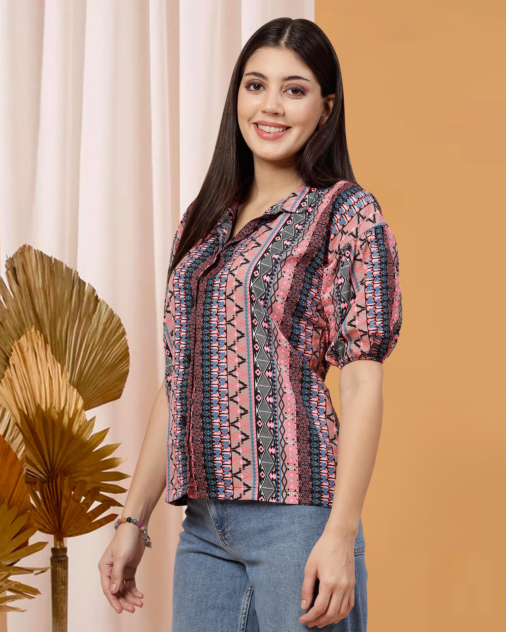 Women's Printed Blouse - Stylish Multicolor Casual Top for Work, Party & Everyday Wear