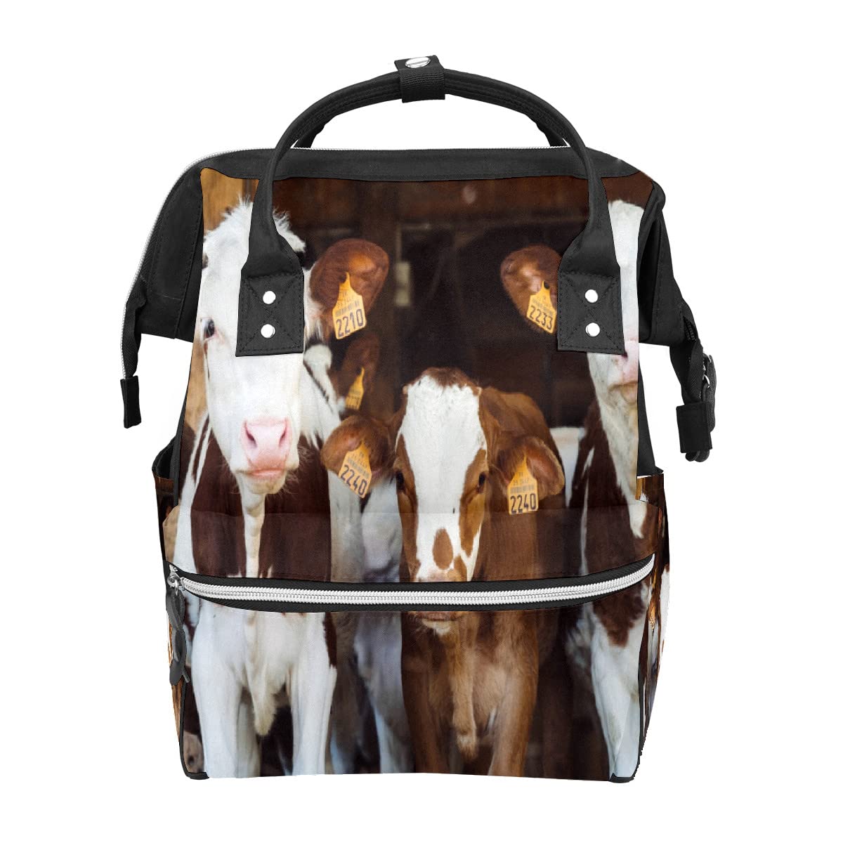 **Large Capacity Baby Diaper Backpack - Multifunctional Travel Backpack for Parents, Funny Cow Print Design, Waterproof & Spacious Maternity Changing Bag (Ideal for Travel, Daycare & Outings)**