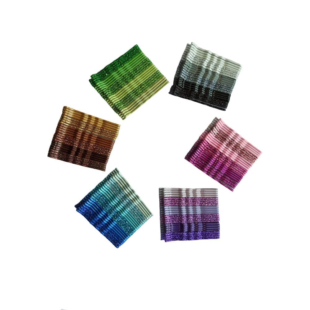 144-Piece Glitter Metal Bobby Pins Set - Gradient Color Hair Clips with Stoving Varnish for Women & Girls - Perfect for Parties, Weddings, and Everyday Hair Styling