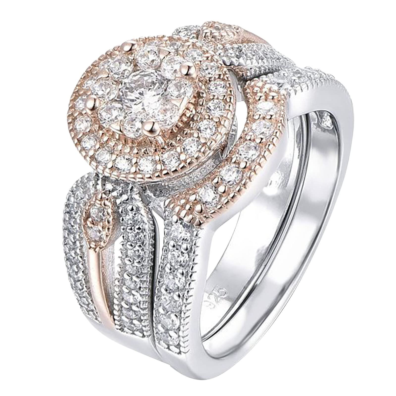 Zircon Stackable Rings for Women - White Gold Plated Plain Band Fashion Jewelry | Wedding, Party, Anniversary & Everyday Wear