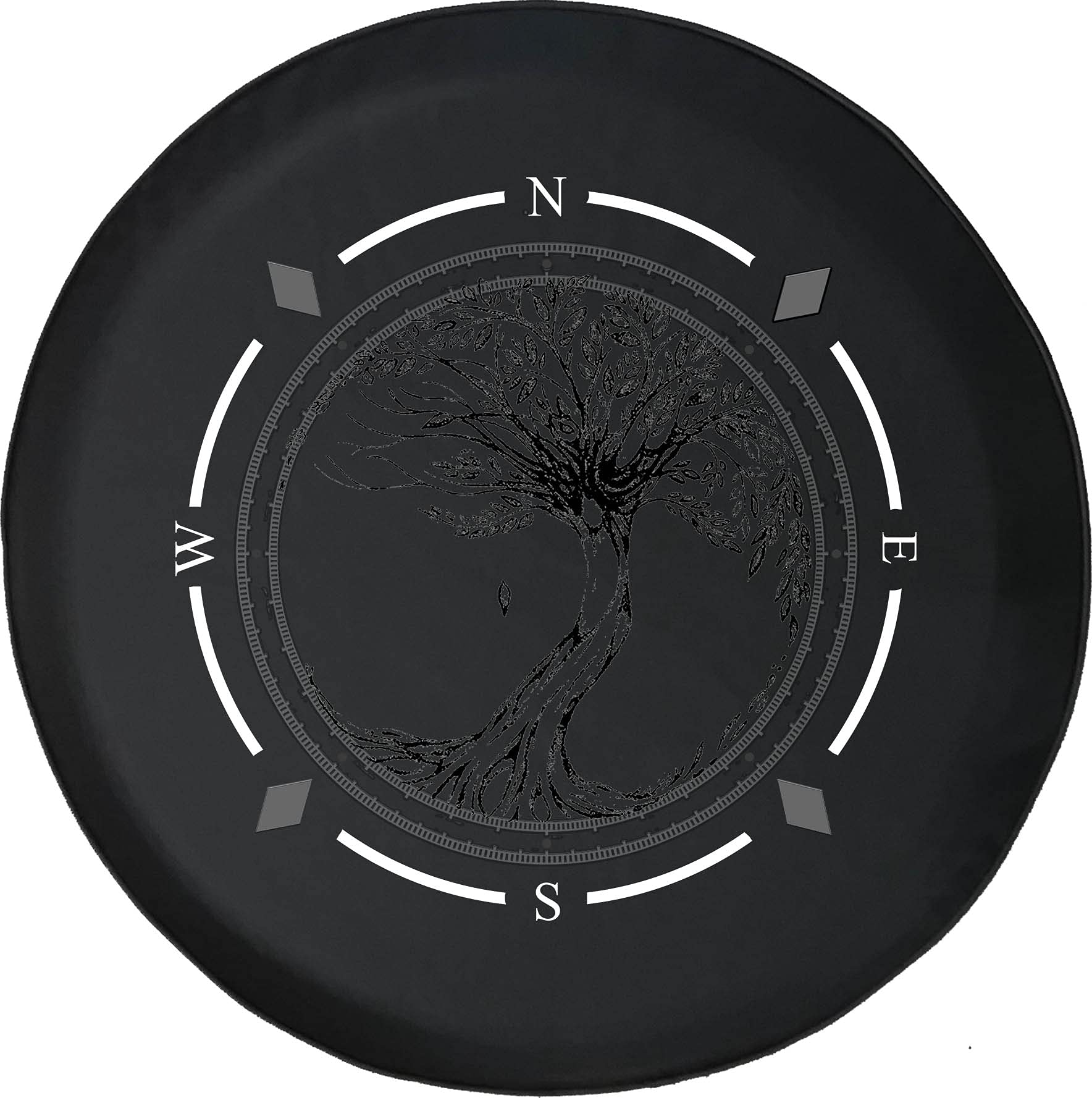 American Flag Spare Tire Cover with Compass & Tree of Life Design - Universal Fit for SUV, Trailer, RV & Most Vehicles - Waterproof & UV Resistant for Outdoor Adventures & Road Trips