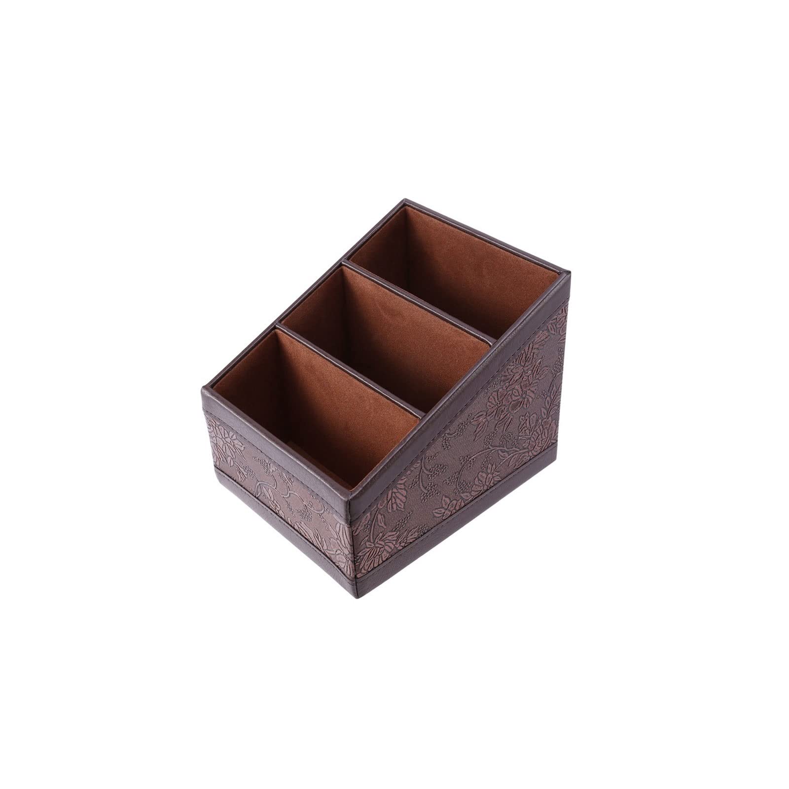 Vintage PU Leather Cosmetic Storage Box & Phone Holder - Retro Organizer Case for Makeup, Remote Controls, Office Supplies - Perfect for Home, Office & Vanity Table Organization