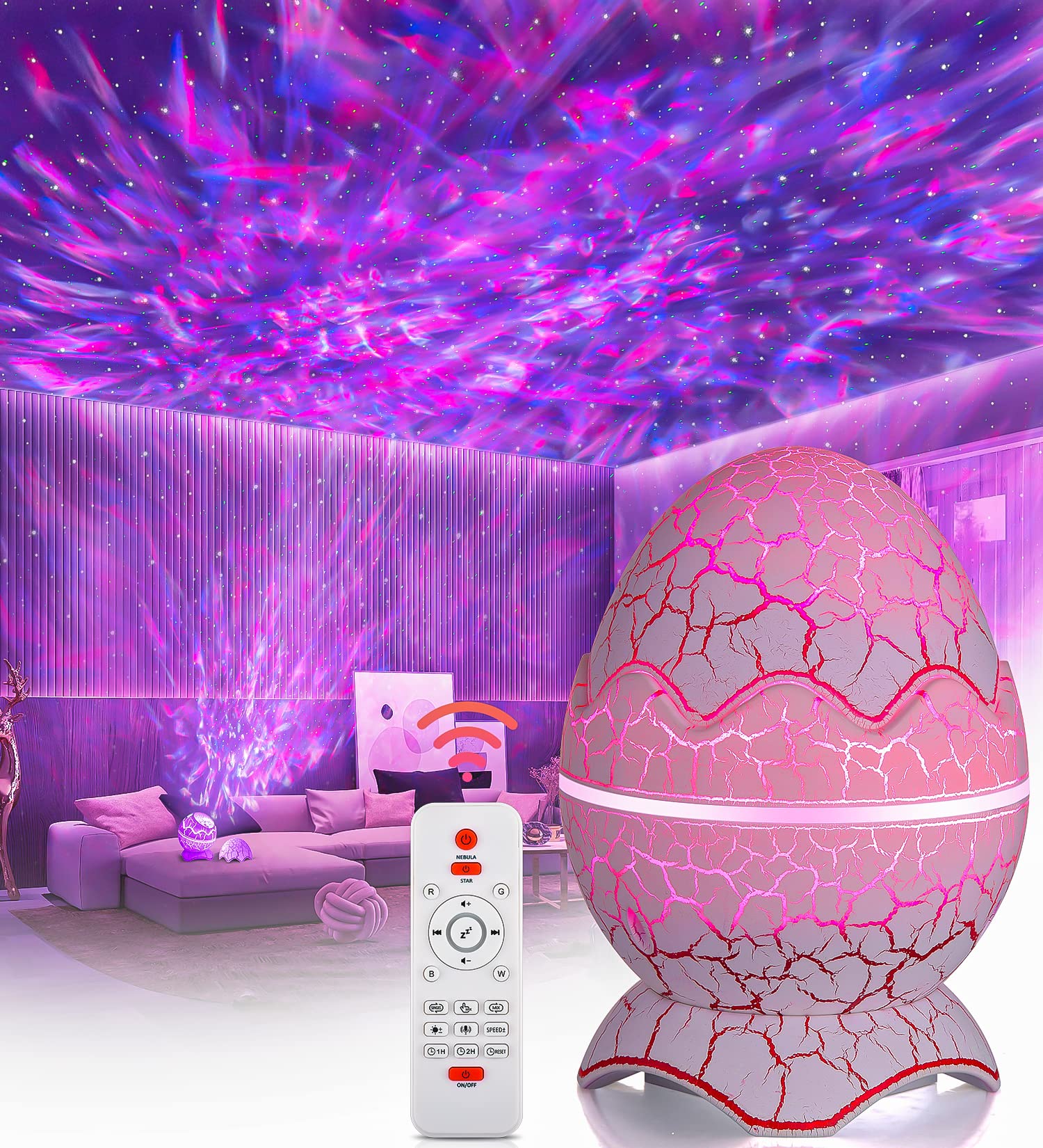 Galaxy Star Projector Night Light with Remote Control - 19 White Noise Sounds, Built-in Speaker, Timer & 14 LED Lighting Modes for Relaxation, Sleep Aid - Perfect for Kids, Babies, Adults Bedroom, Nursery, Meditation & Home Decor